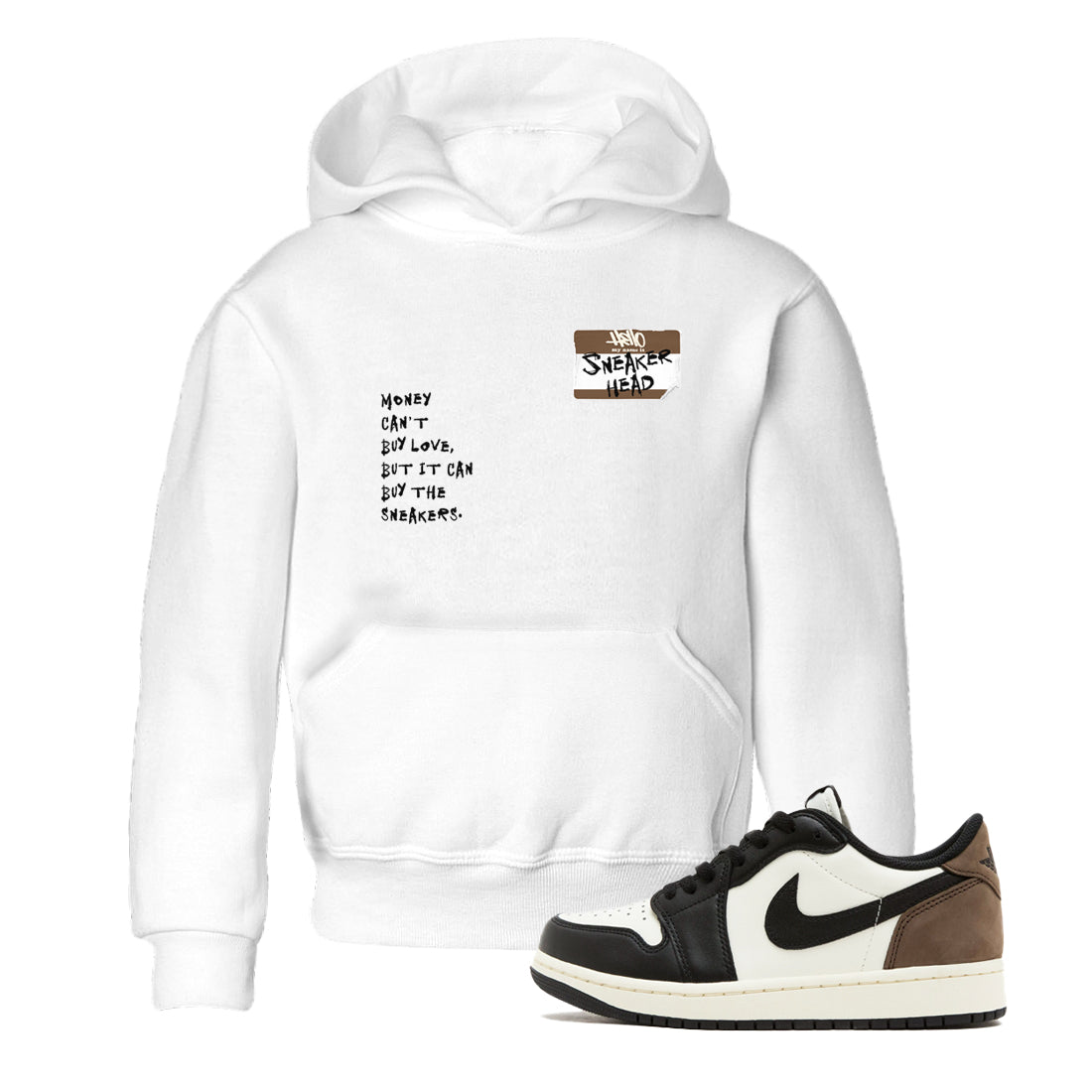 Air Jordan 1 Low Mocha shirts to match jordans Sneakerhead Badge sneaker match tees AJ1 Mocha Drip Gear Zone streetwear brand Baby and Youth White 1 cotton tee