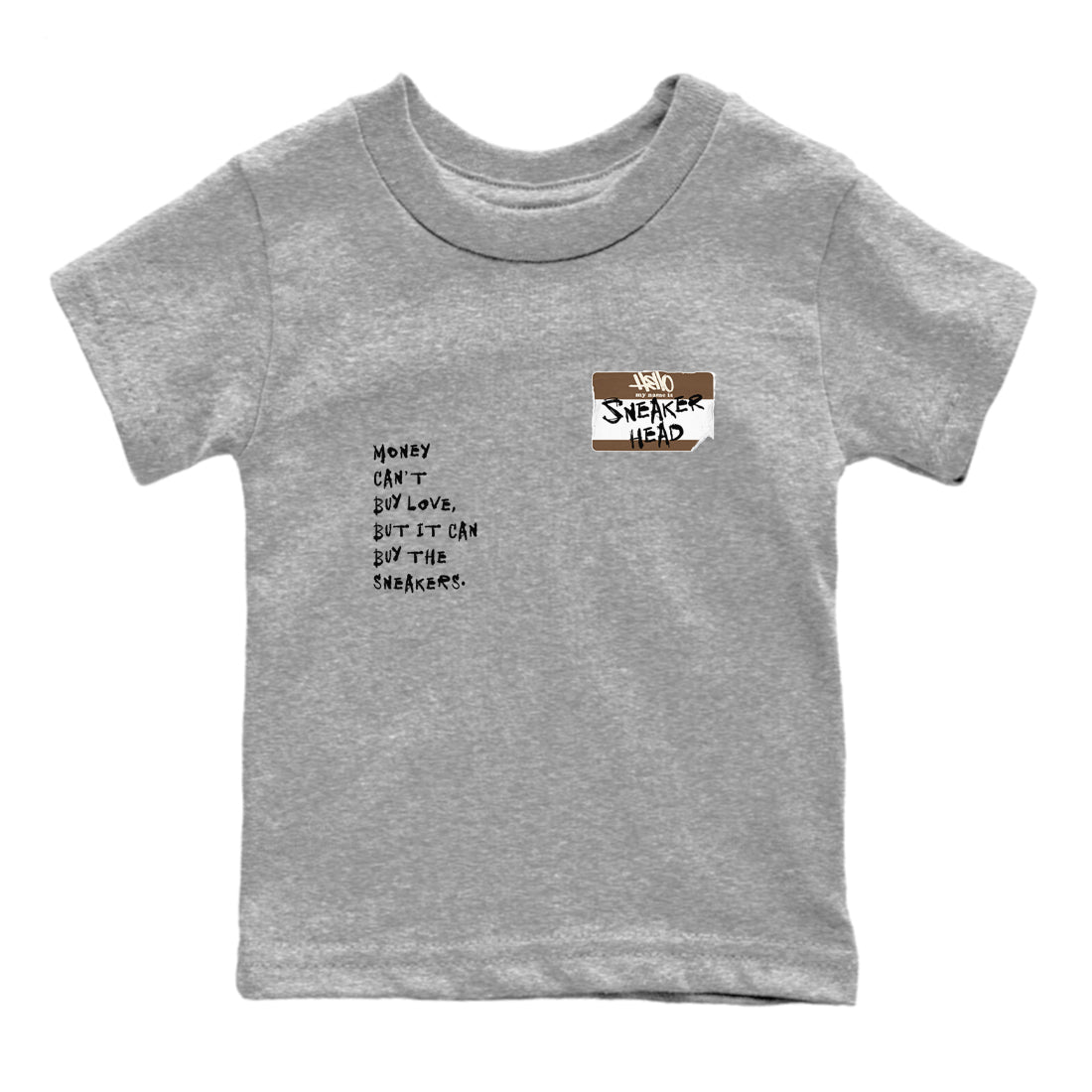 Air Jordan 1 Low Mocha shirts to match jordans Sneakerhead Badge sneaker match tees AJ1 Mocha Drip Gear Zone streetwear brand Baby and Youth Heather Grey 2 cotton tee