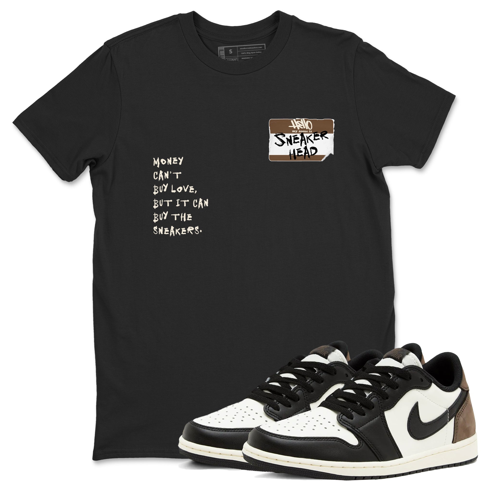 Air Jordan 1 Low Mocha shirts to match jordans Sneakerhead Badge sneaker match tees AJ1 Mocha Drip Gear Zone streetwear brand Black 1 unisex cotton tee