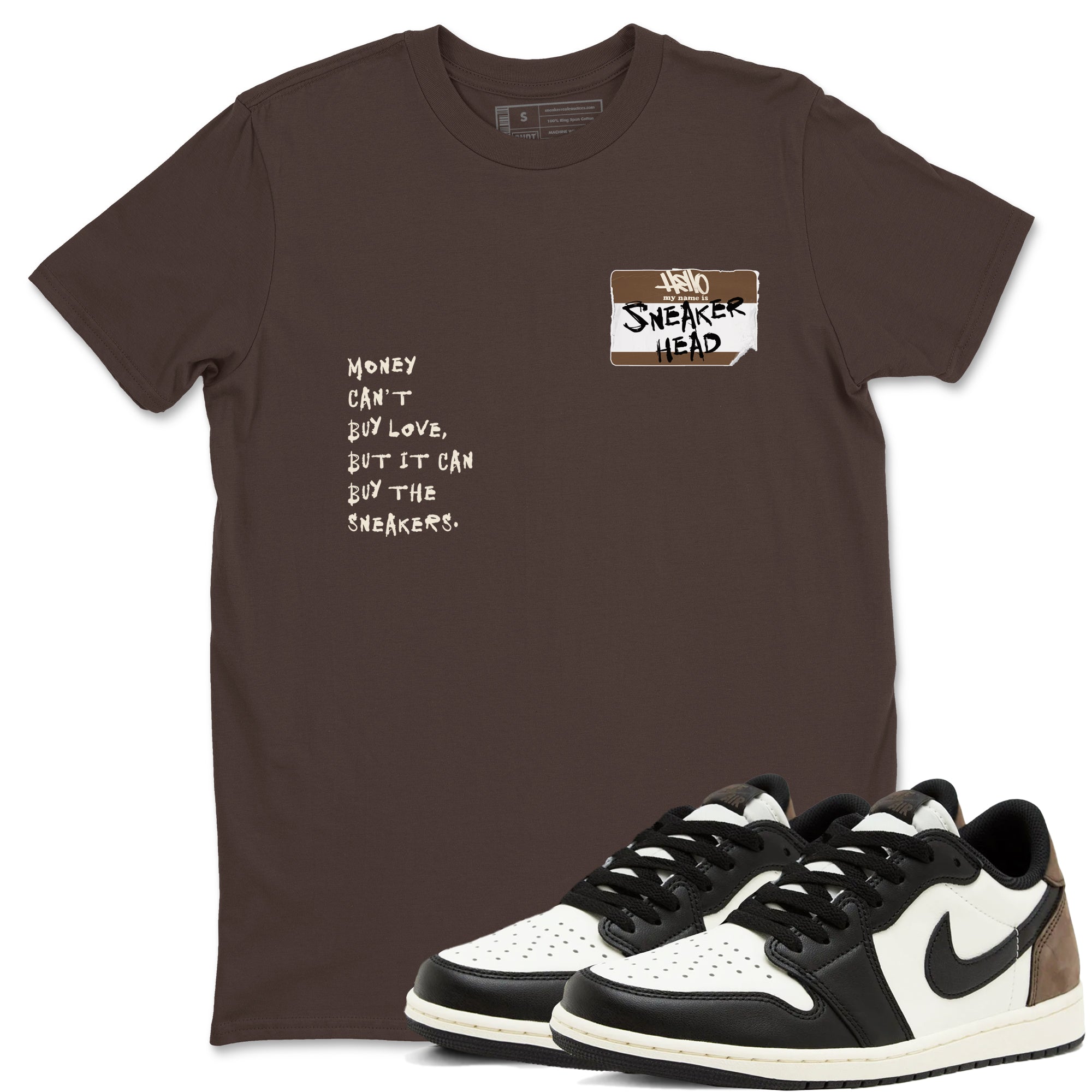 Air Jordan 1 Low Mocha shirts to match jordans Sneakerhead Badge sneaker match tees AJ1 Mocha Drip Gear Zone streetwear brand Dark Chocolate 1 unisex cotton tee