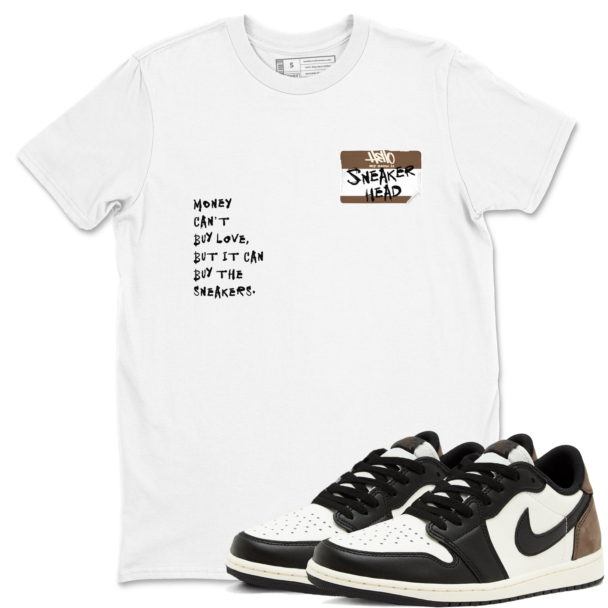 Air Jordan 1 Low Mocha shirts to match jordans Sneakerhead Badge sneaker match tees AJ1 Mocha Drip Gear Zone streetwear brand White 1 unisex cotton tee
