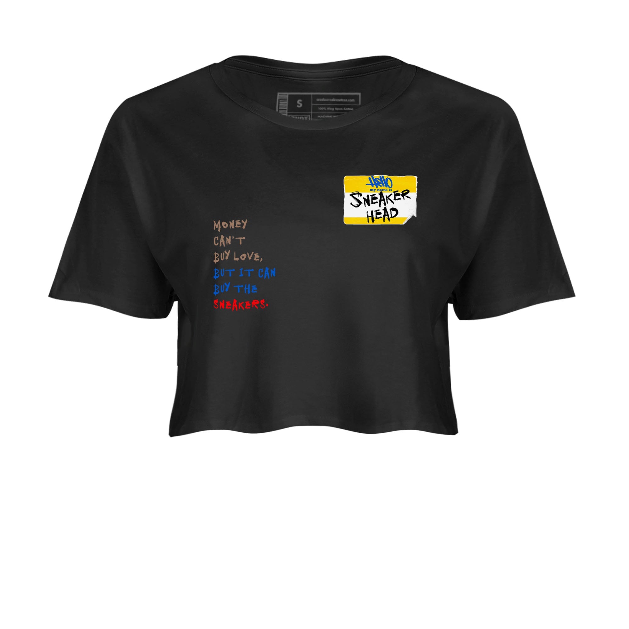 Air Jordan 1 Travis Scott Canary shirt to match jordans Sneakerhead Badge sneaker tees Air Jordan 1 Low x Travis Scott x Canary Drip Gear Zone Black 2 crop length shirt