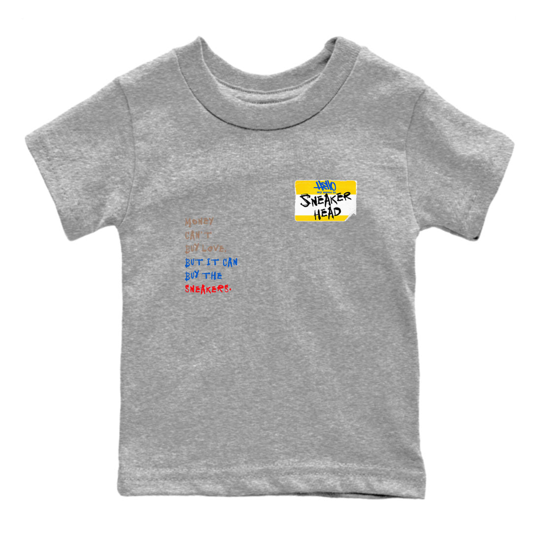 Air Jordan 1 Travis Scott Canary shirt to match jordans Sneakerhead Badge sneaker tees Air Jordan 1 Low x Travis Scott x Canary Drip Gear Zone baby toddler Heather Grey 2 cotton Shirt