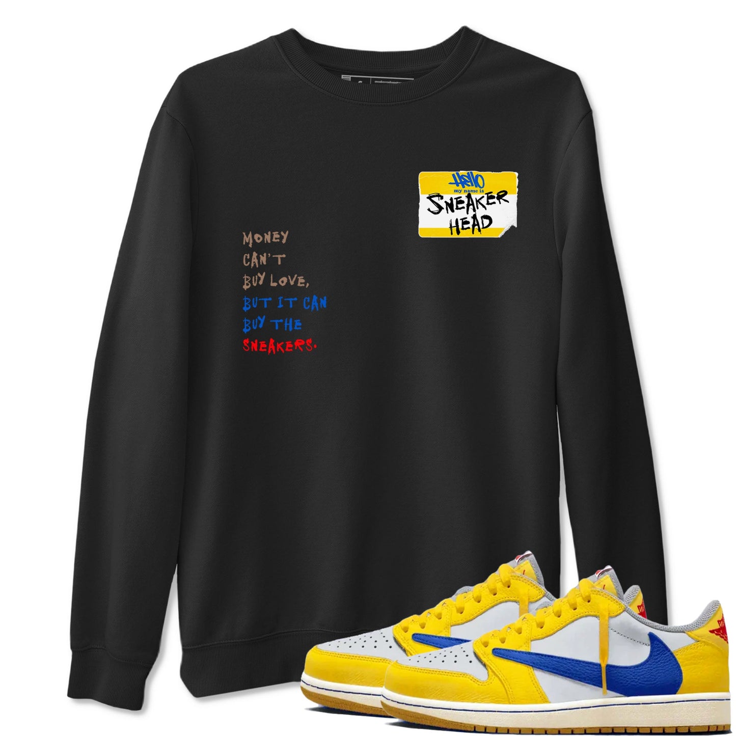 Air Jordan 1 Travis Scott Canary shirt to match jordans Sneakerhead Badge sneaker tees Air Jordan 1 Low x Travis Scott x Canary Drip Gear Zone unisex cotton Black 1 crew neck shirt