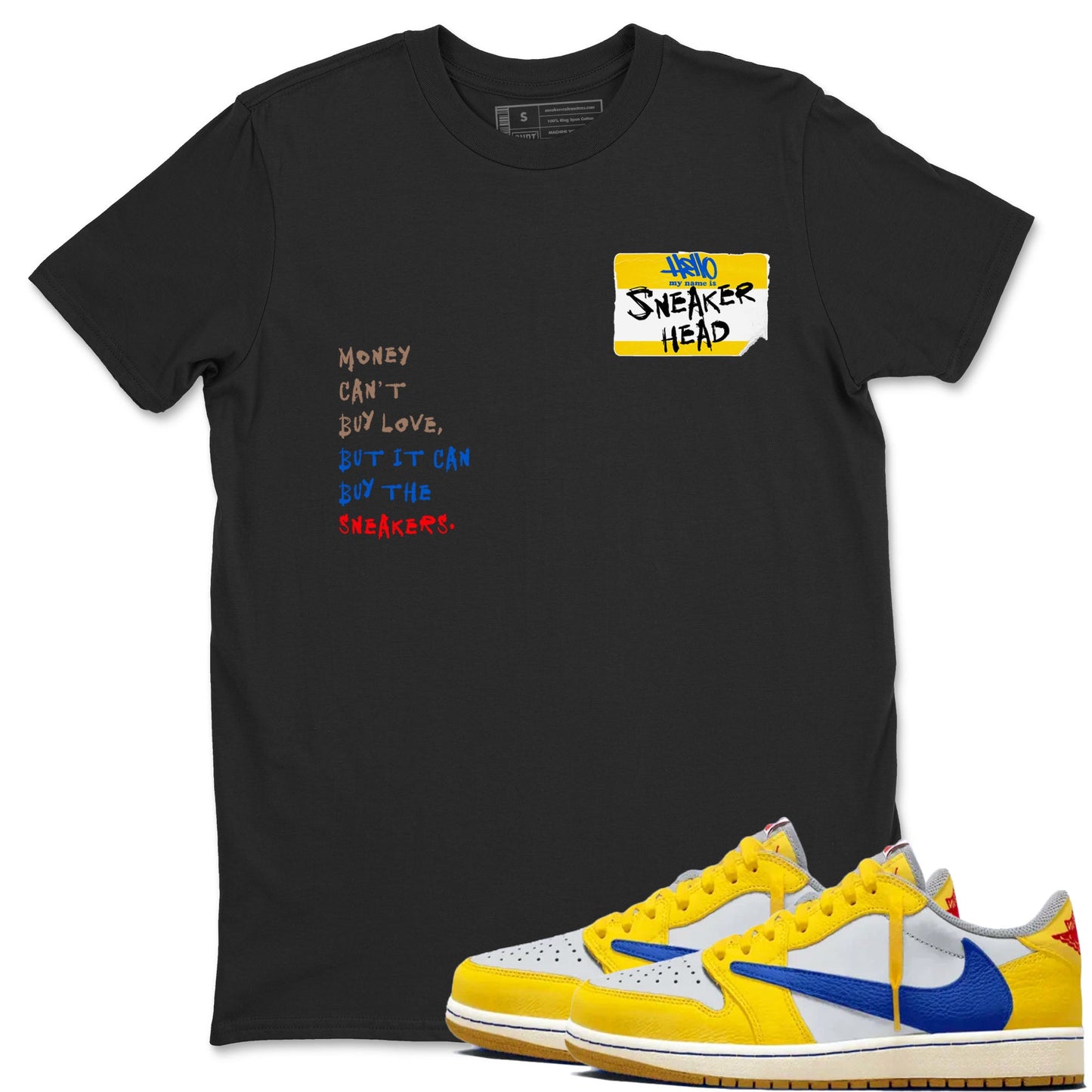 Air Jordan 1 Travis Scott Canary shirt to match jordans Sneakerhead Badge sneaker tees Air Jordan 1 Low x Travis Scott x Canary Drip Gear Zone unisex cotton Black 1 crew neck shirt