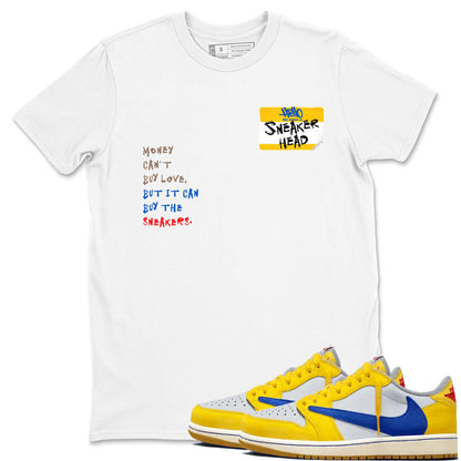 Air Jordan 1 Travis Scott Canary shirt to match jordans Sneakerhead Badge sneaker tees Air Jordan 1 Low x Travis Scott x Canary Drip Gear Zone unisex cotton White 1 crew neck shirt