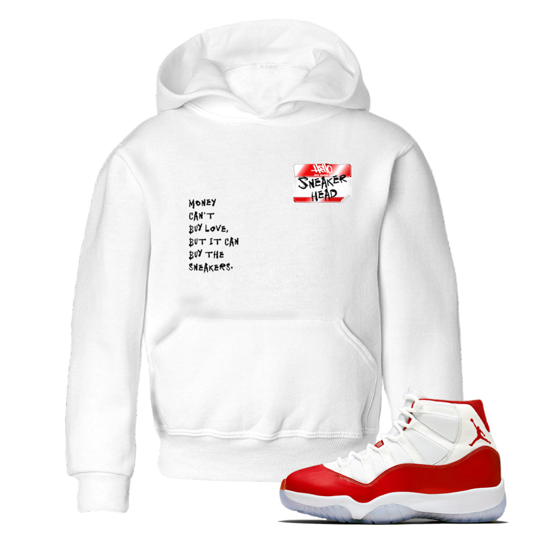 11s Cherry shirts to match jordans Sneakerhead Badge sneaker match tees Air Jordan 11 Retro Cherry match shoes to clothes Drip Gear Zone Youth Baby White 1 tee
