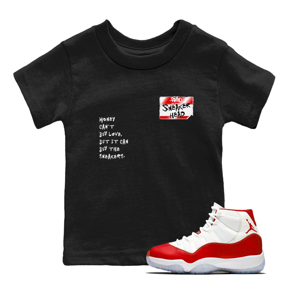 11s Cherry shirts to match jordans Sneakerhead Badge sneaker match tees Air Jordan 11 Retro Cherry match shoes to clothes Drip Gear Zone Youth Baby Black 1 tee