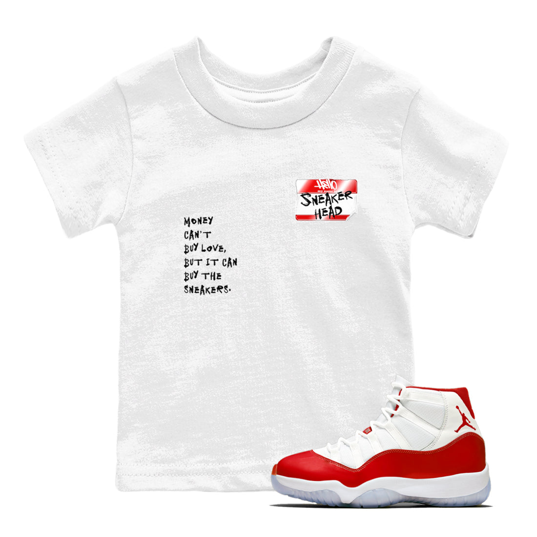 11s Cherry shirts to match jordans Sneakerhead Badge sneaker match tees Air Jordan 11 Retro Cherry match shoes to clothes Drip Gear Zone Youth Baby White 1 tee