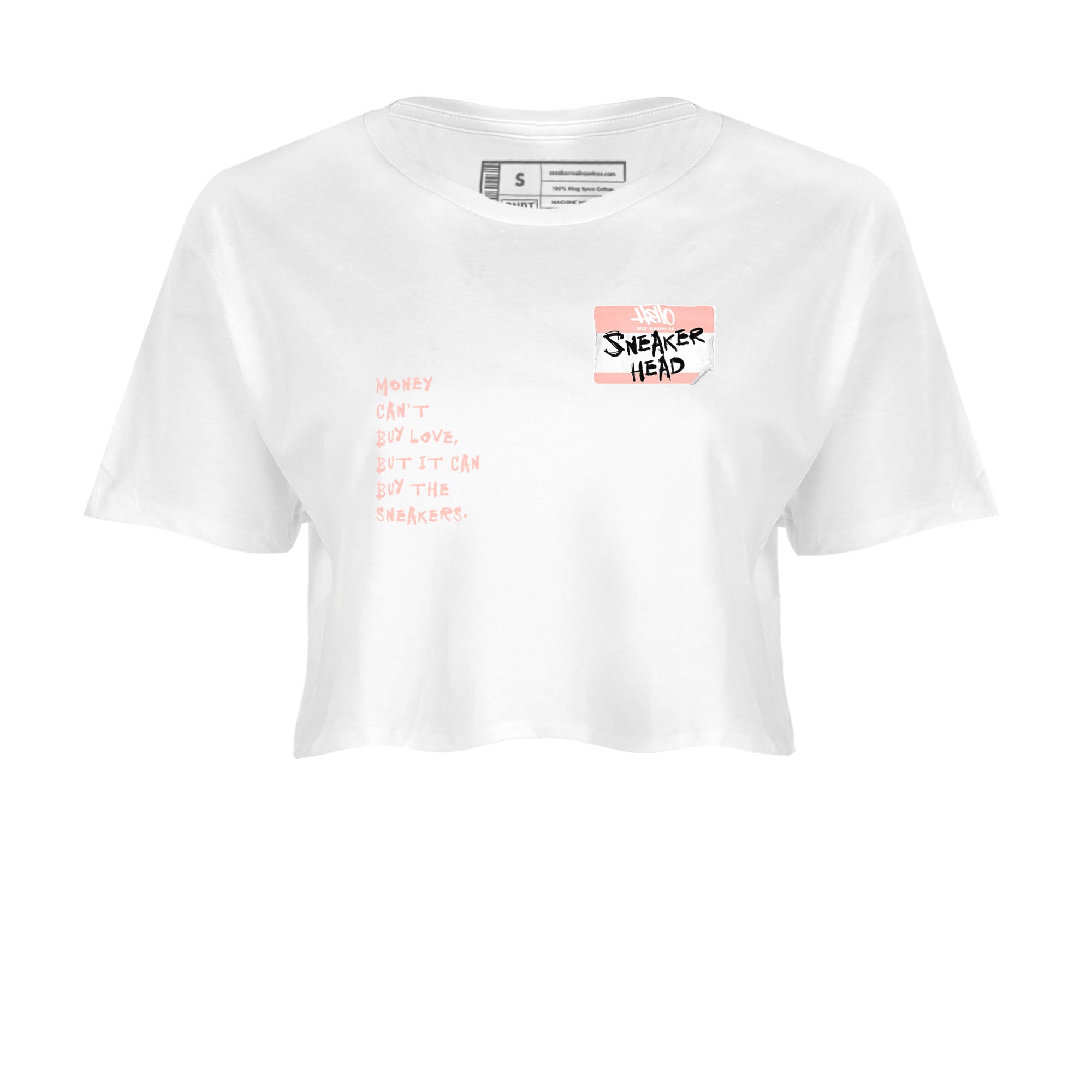 11s Legend Pink shirt to match jordans Sneakerhead Badge sneaker tees Air Jordan 11 Legend Pink Drip Gear Zone White 2 crop length shirt