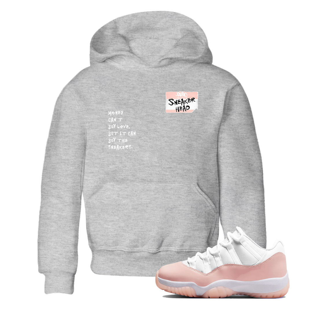 11s Legend Pink shirt to match jordans Sneakerhead Badge sneaker tees Air Jordan 11 Legend Pink Drip Gear Zone baby toddler Heather Grey 1 cotton Shirt
