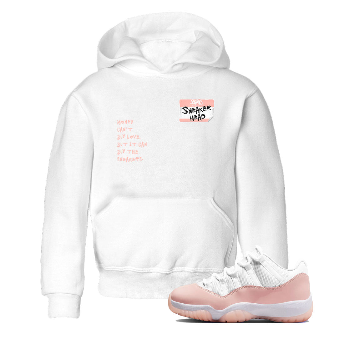 11s Legend Pink shirt to match jordans Sneakerhead Badge sneaker tees Air Jordan 11 Legend Pink Drip Gear Zone baby toddler White 1 cotton Shirt