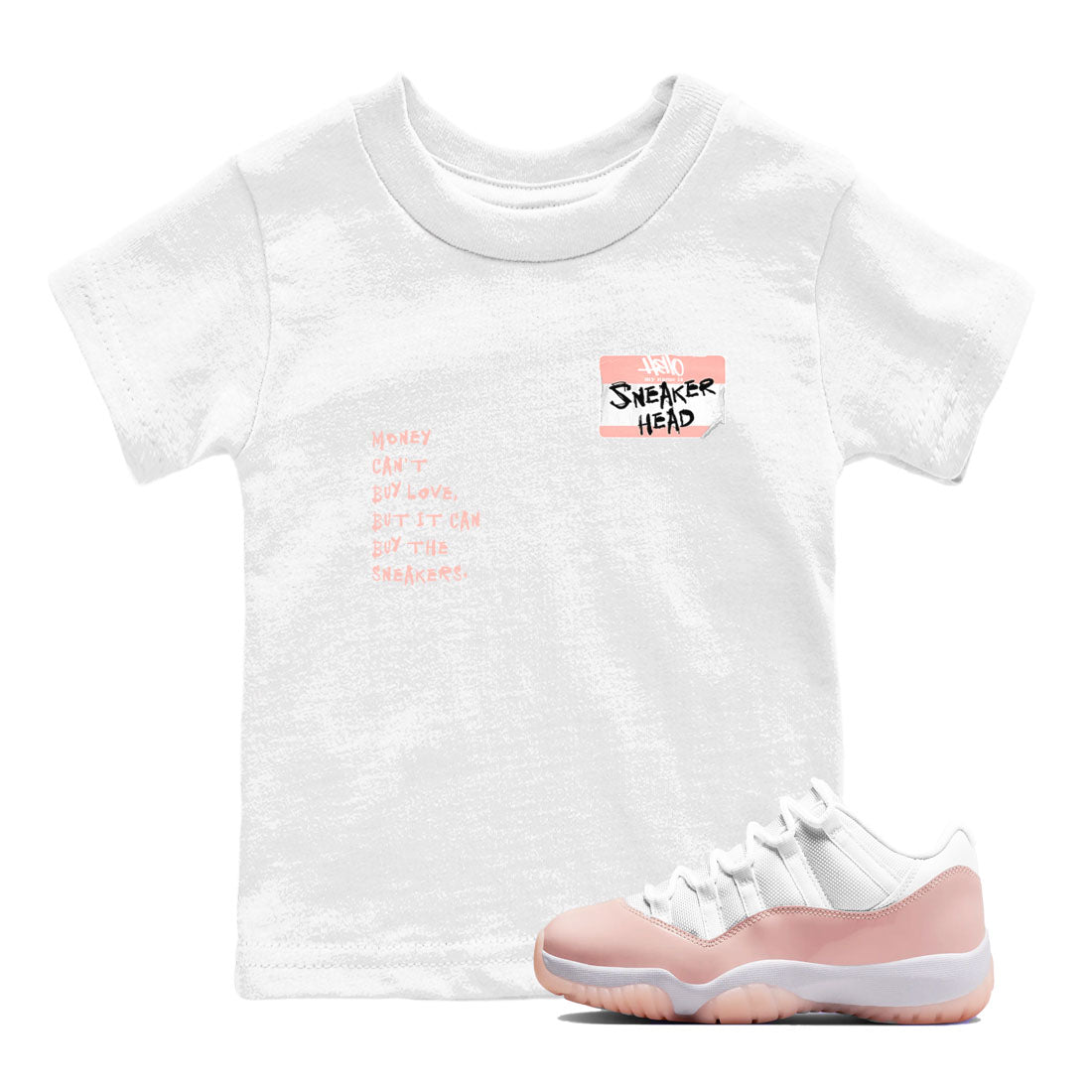 11s Legend Pink shirt to match jordans Sneakerhead Badge sneaker tees Air Jordan 11 Legend Pink Drip Gear Zone baby toddler White 1 cotton Shirt