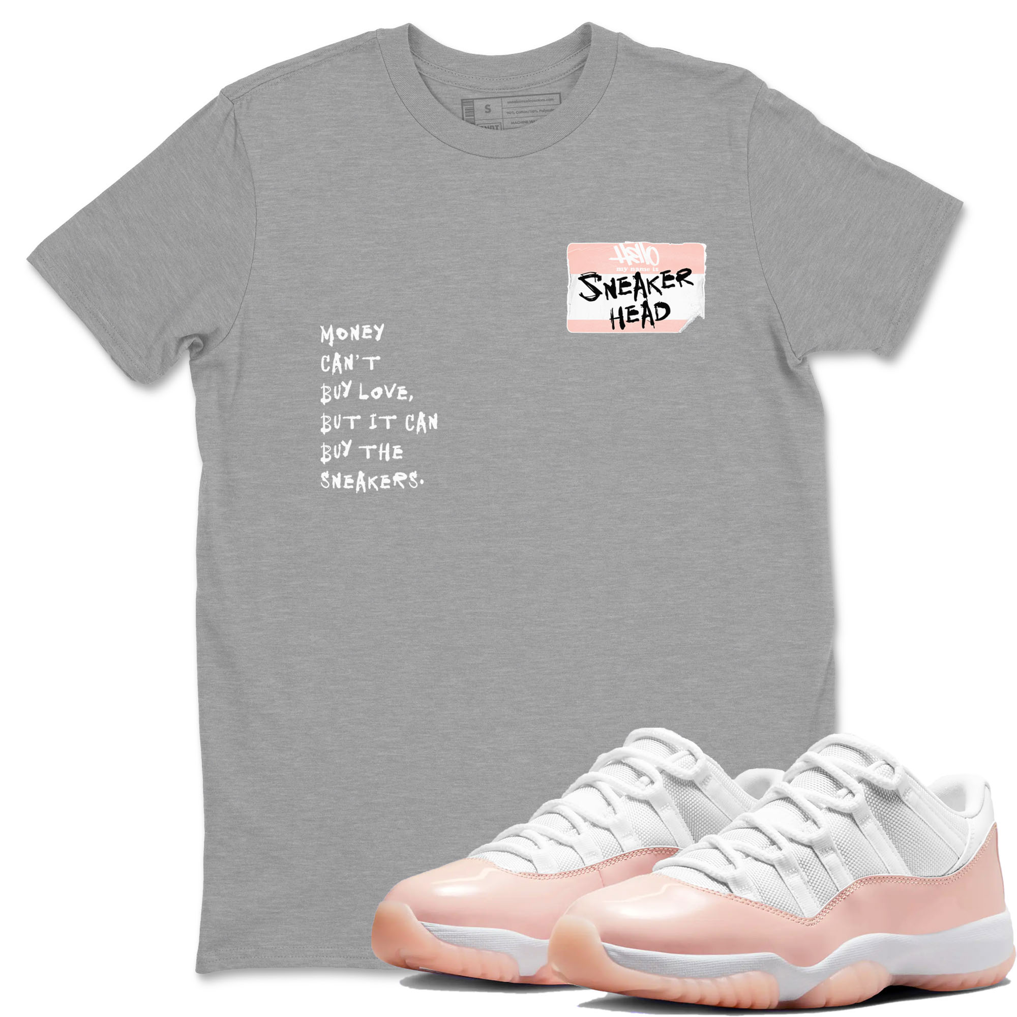 11s Legend Pink shirt to match jordans Sneakerhead Badge sneaker tees Air Jordan 11 Legend Pink Drip Gear Zone unisex cotton Heather Grey 1 crew neck shirt