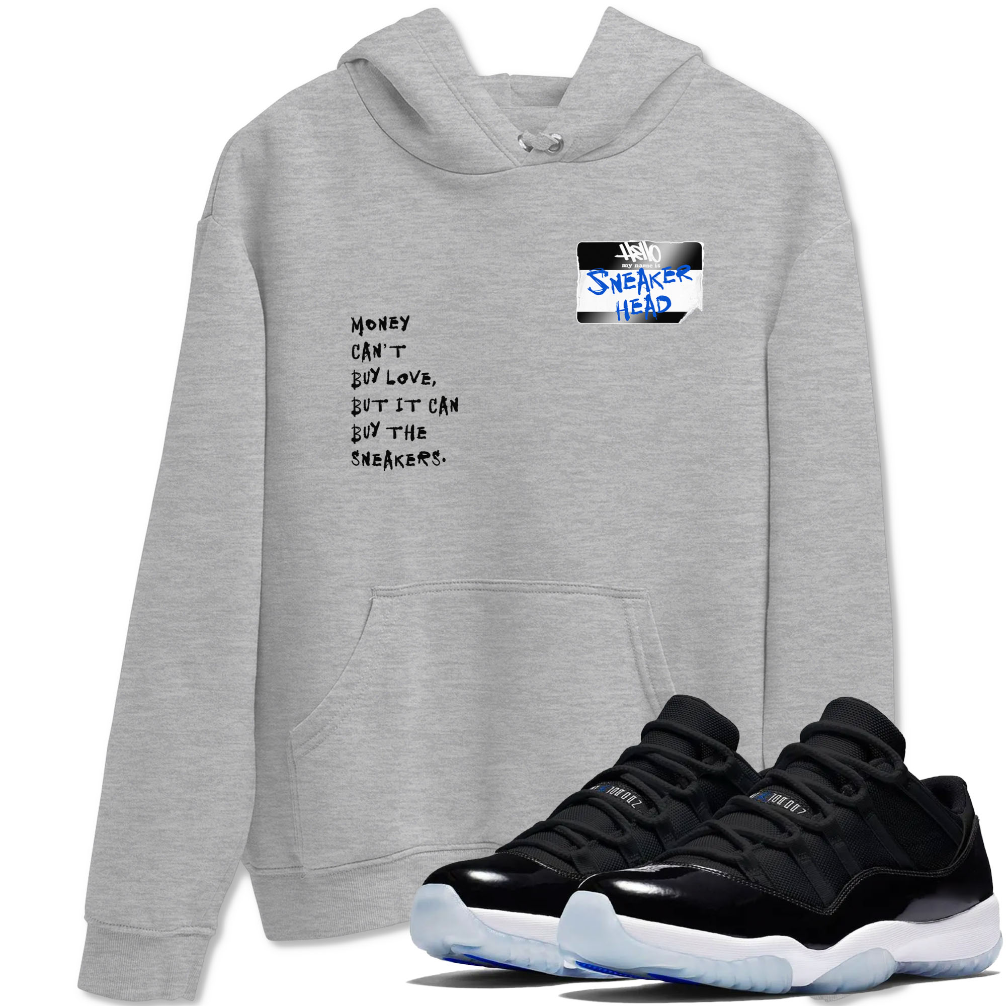 11s Space shirt to match jordans Sneakerhead Badge sneaker tees Air Jordan 11 Space Drip Gear Zone unisex cotton Heather Grey 1 crew neck shirt