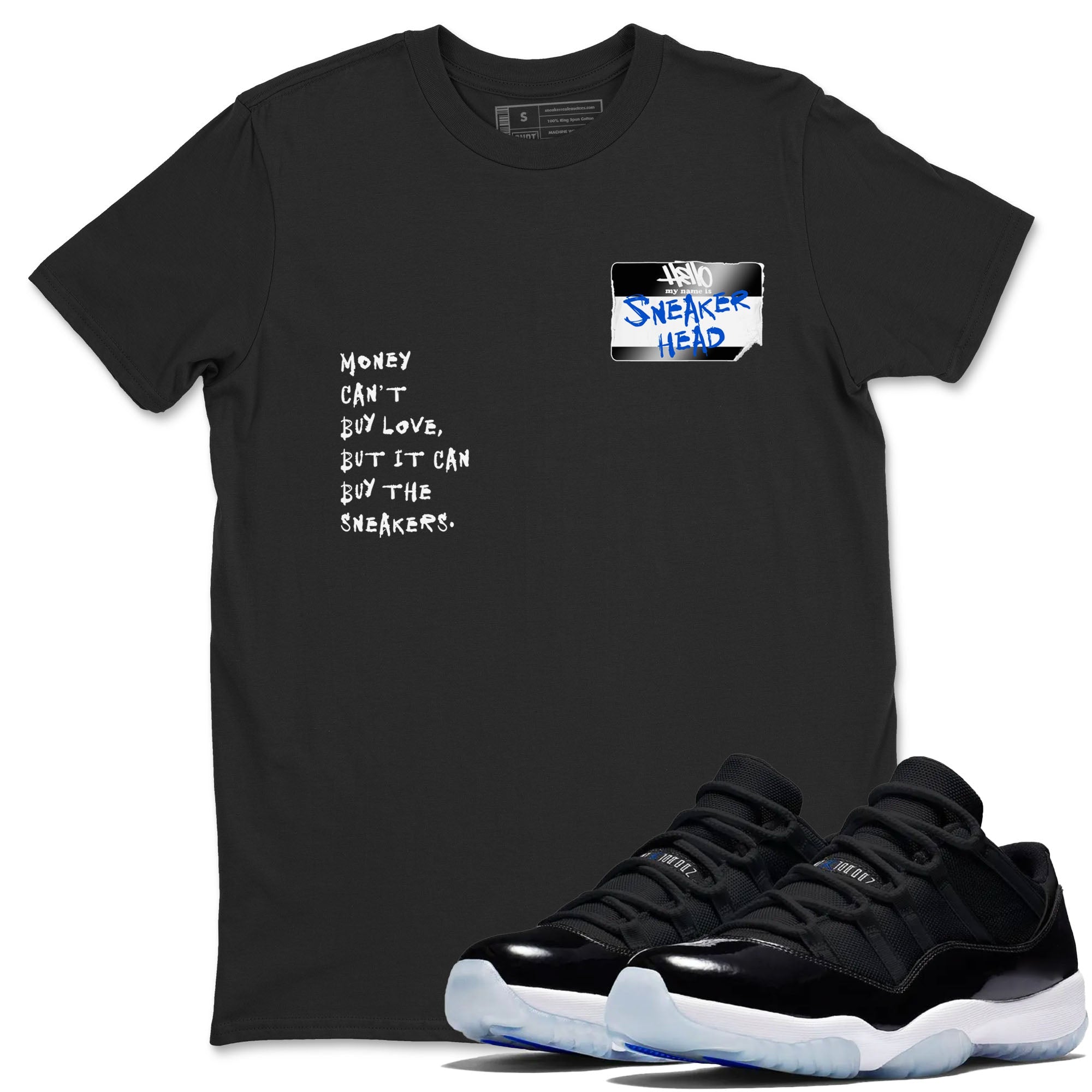 11s Space shirt to match jordans Sneakerhead Badge sneaker tees Air Jordan 11 Space Drip Gear Zone unisex cotton Black 1 crew neck shirt