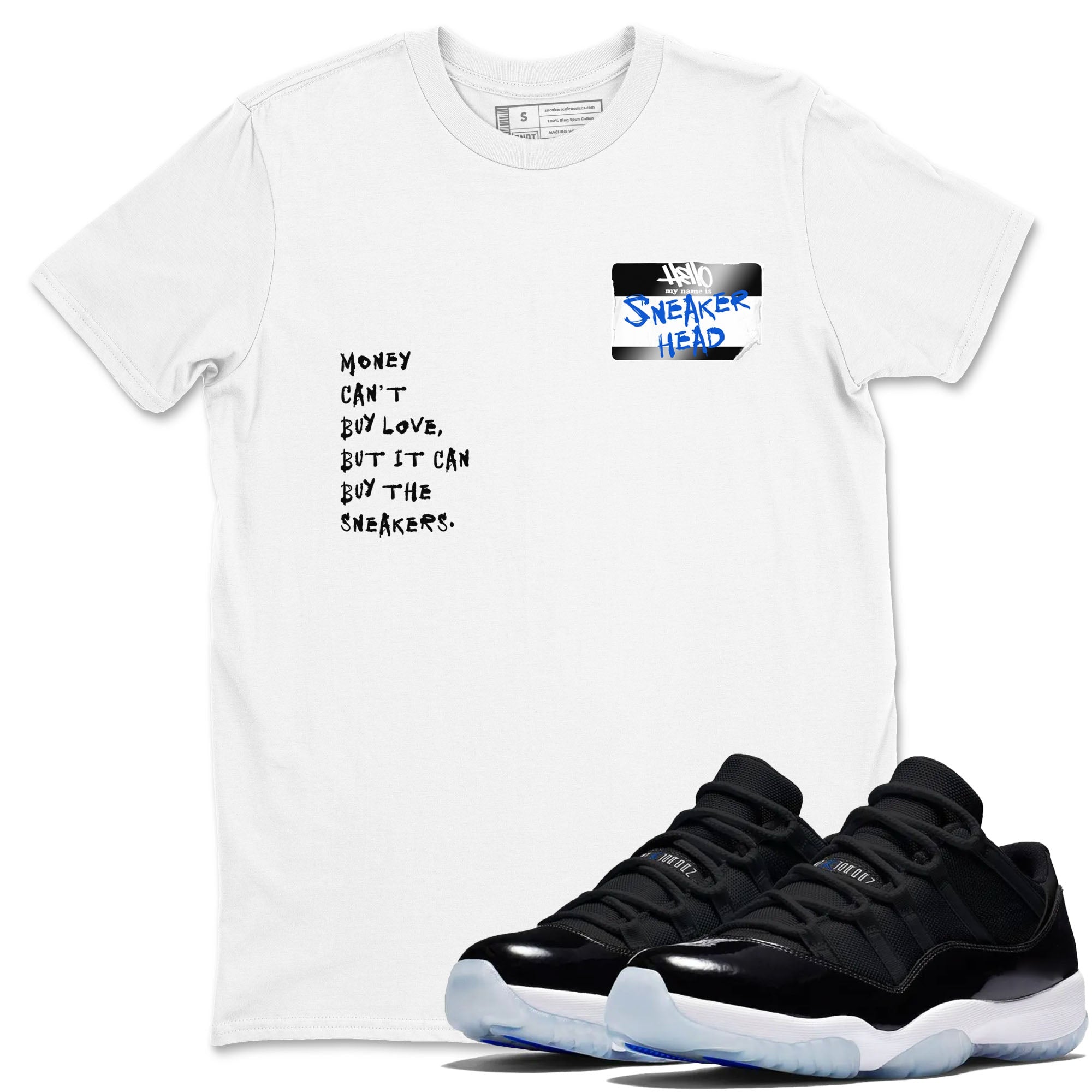 11s Space shirt to match jordans Sneakerhead Badge sneaker tees Air Jordan 11 Space Drip Gear Zone unisex cotton White 1 crew neck shirt