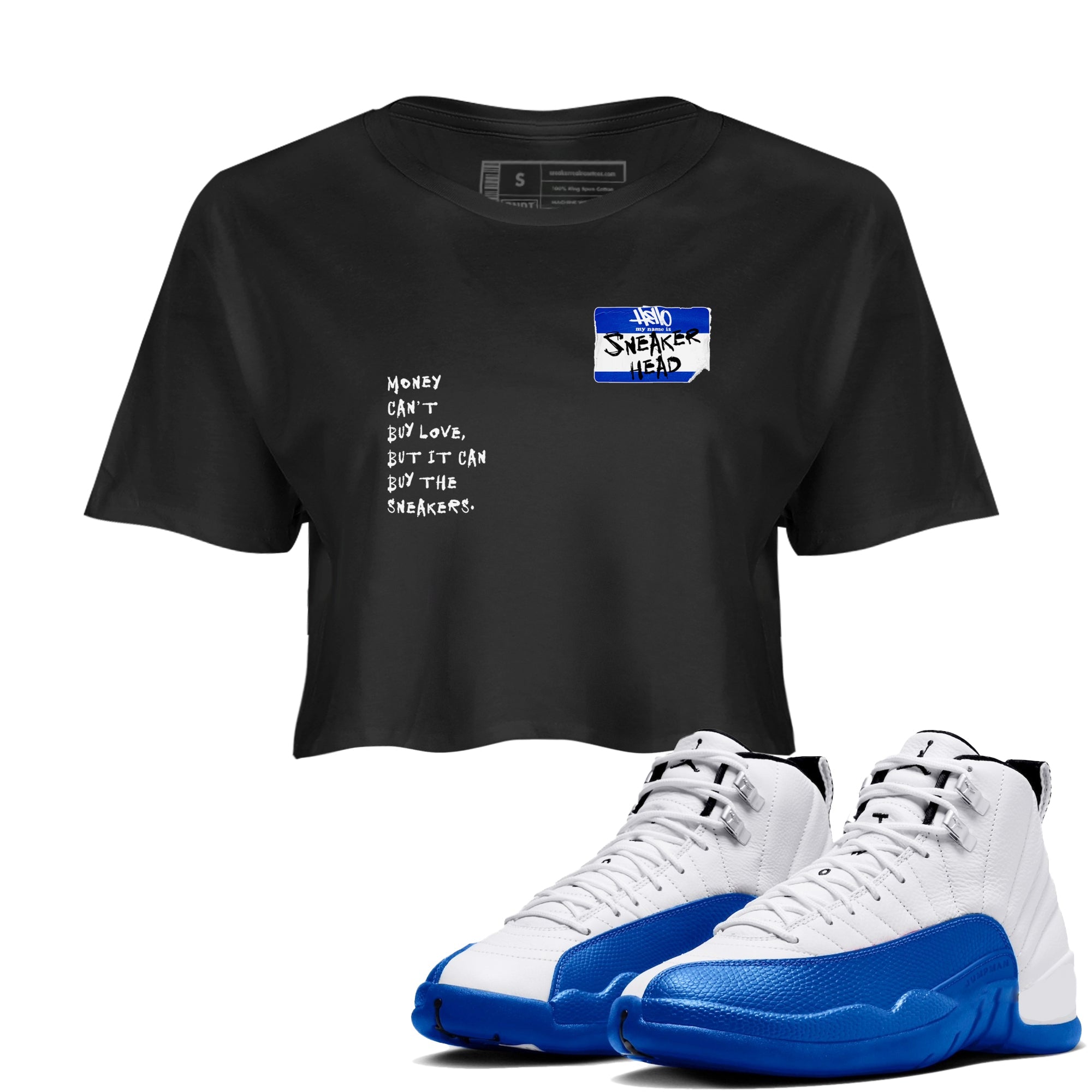 12 Blueberry shirts to match jordans Sneakerhead Badge sneaker match tees Air Jordan 12 Blueberry Drip Gear Zone unisex cotton Black 1 Crop Shirts