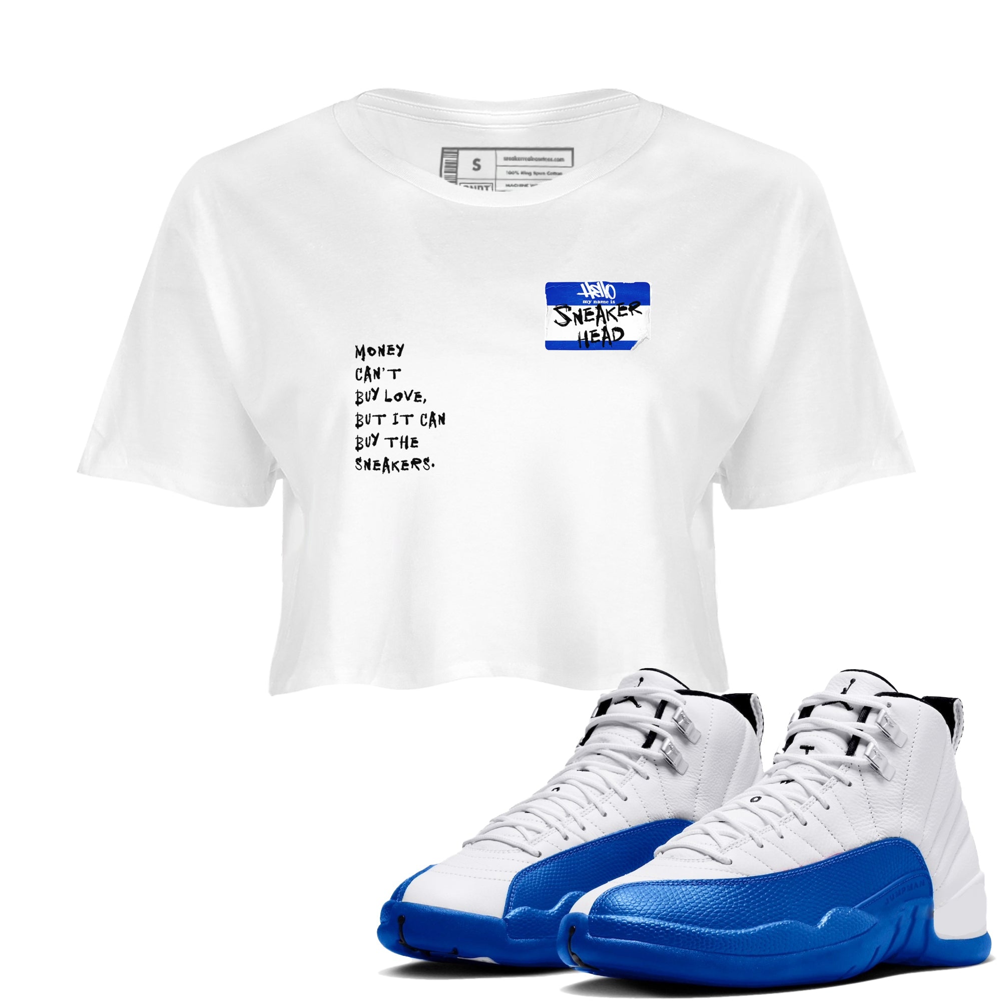12 Blueberry shirts to match jordans Sneakerhead Badge sneaker match tees Air Jordan 12 Blueberry Drip Gear Zone unisex cotton White 1 Crop Shirts