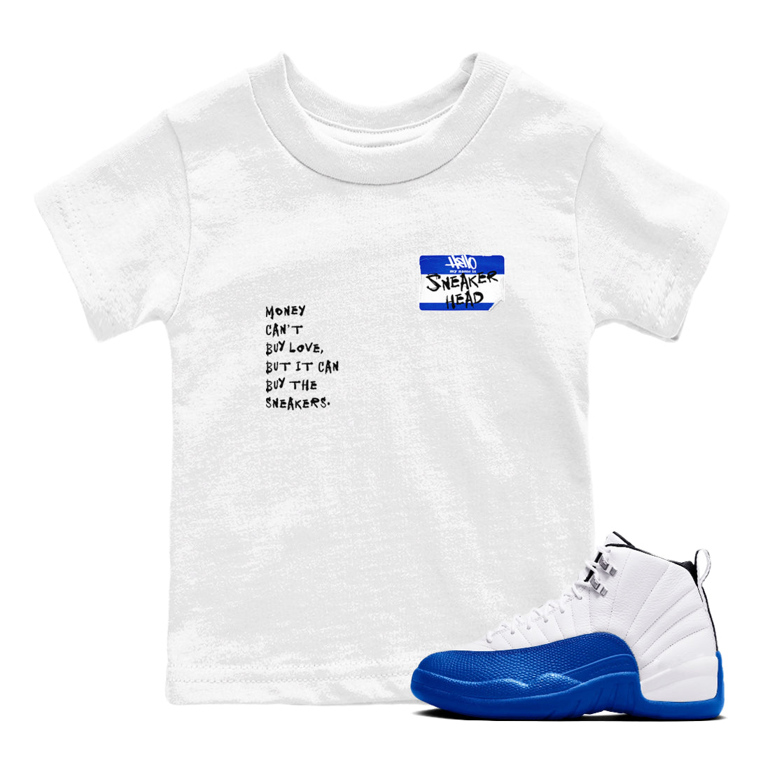 12 Blueberry shirts to match jordans Sneakerhead Badge sneaker match tees Air Jordan 12 Blueberry Drip Gear Zone Youth Baby White 1 crew neck shirts