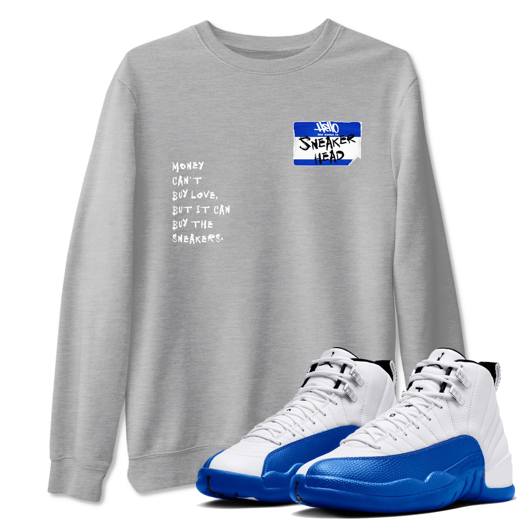 12 Blueberry shirts to match jordans Sneakerhead Badge sneaker match tees Air Jordan 12 Blueberry Drip Gear Zone unisex cotton Heather Grey 1 crew neck shirts
