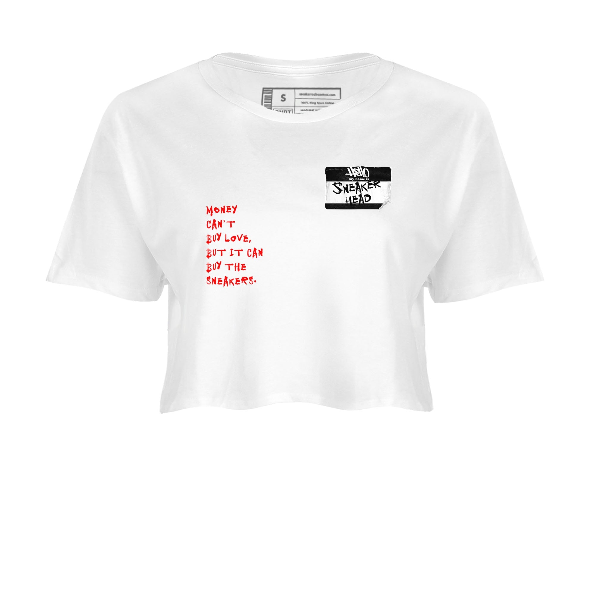 Air Jordan 12 Red Taxi shirts to match jordans Sneakerhead Badge sneaker match tees 12s Red Taxi Drip Gear Zone White 2 crop length shirt