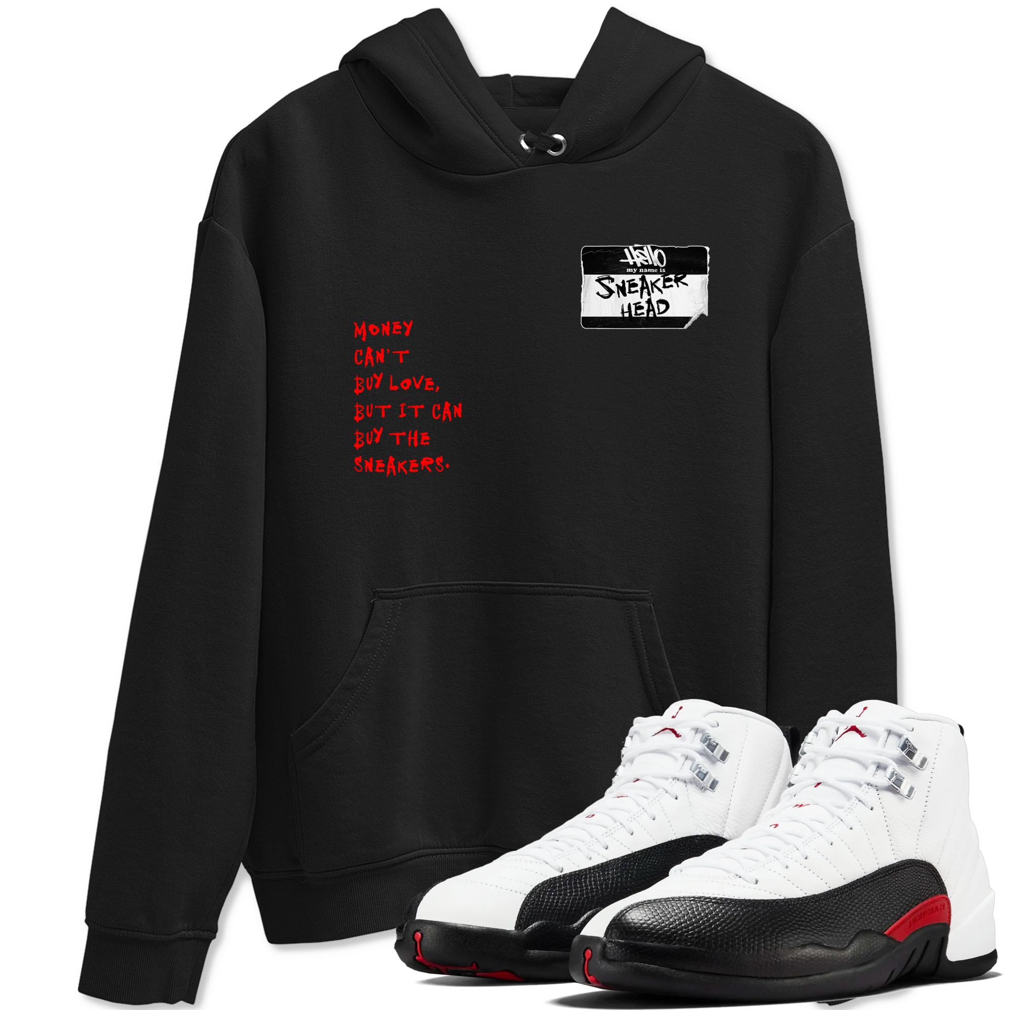 Air Jordan 12 Retro Taxi Flip shirts to match jordans Sneakerhead Badge sneaker match tees 12s Red Taxi Drip Gear Zone unisex cotton Black 1 crew neck shirt