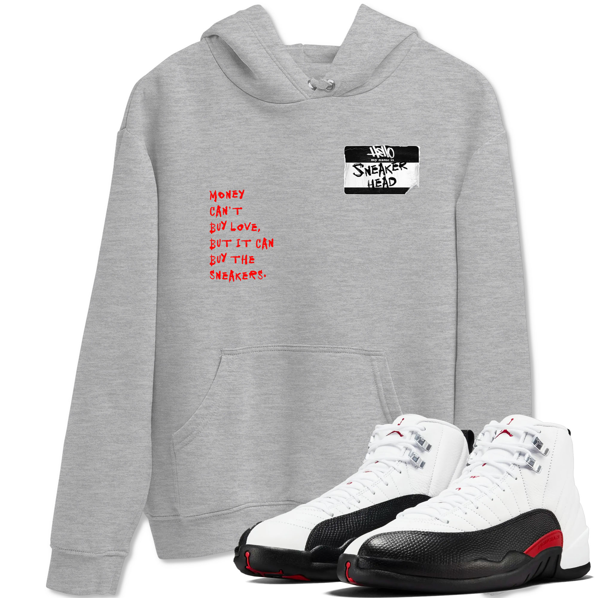 Air Jordan 12 Retro Taxi Flip shirts to match jordans Sneakerhead Badge sneaker match tees 12s Red Taxi Drip Gear Zone unisex cotton Heather Grey 1 crew neck shirt