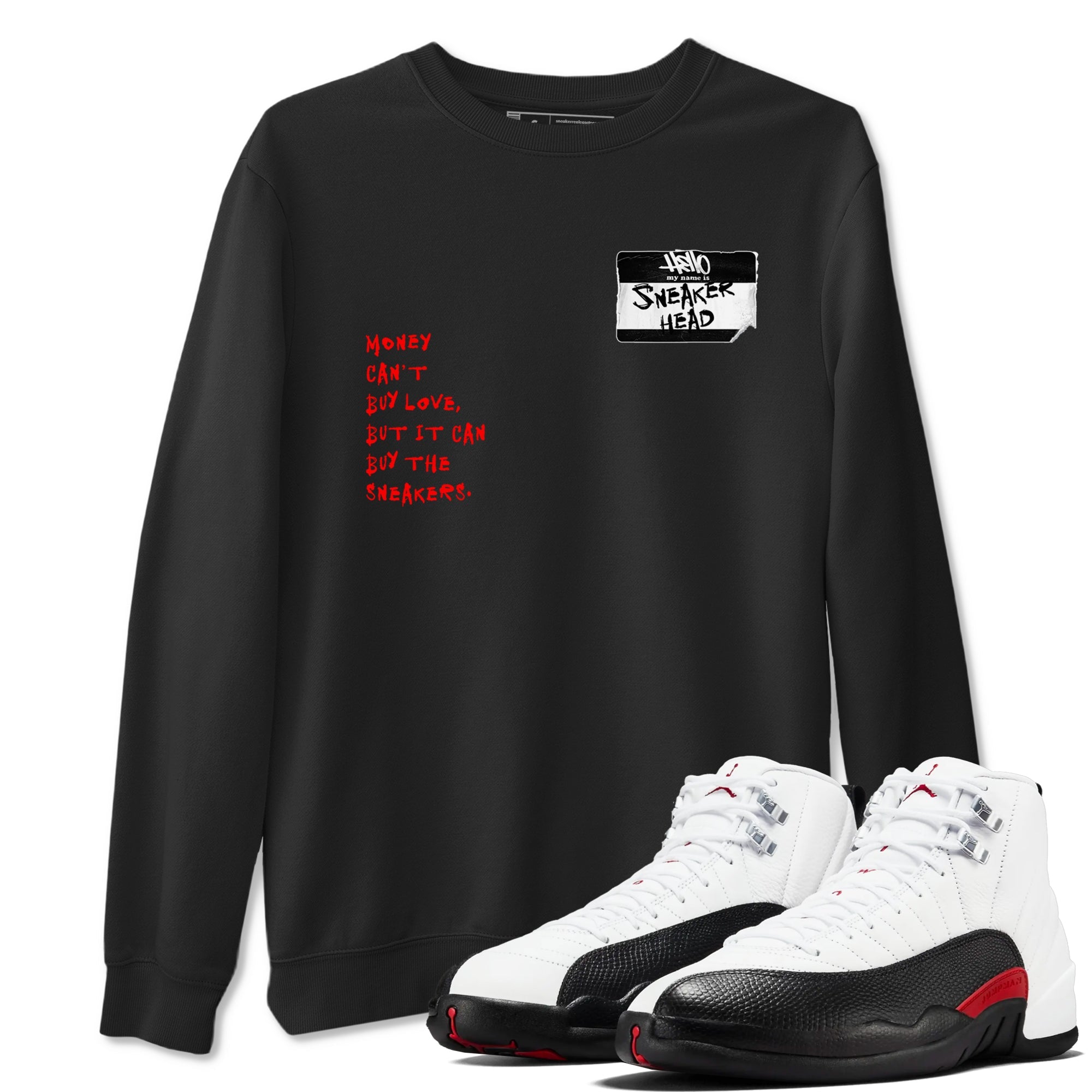 Air Jordan 12 Retro Taxi Flip shirts to match jordans Sneakerhead Badge sneaker match tees 12s Red Taxi Drip Gear Zone unisex cotton Black 1 crew neck shirt