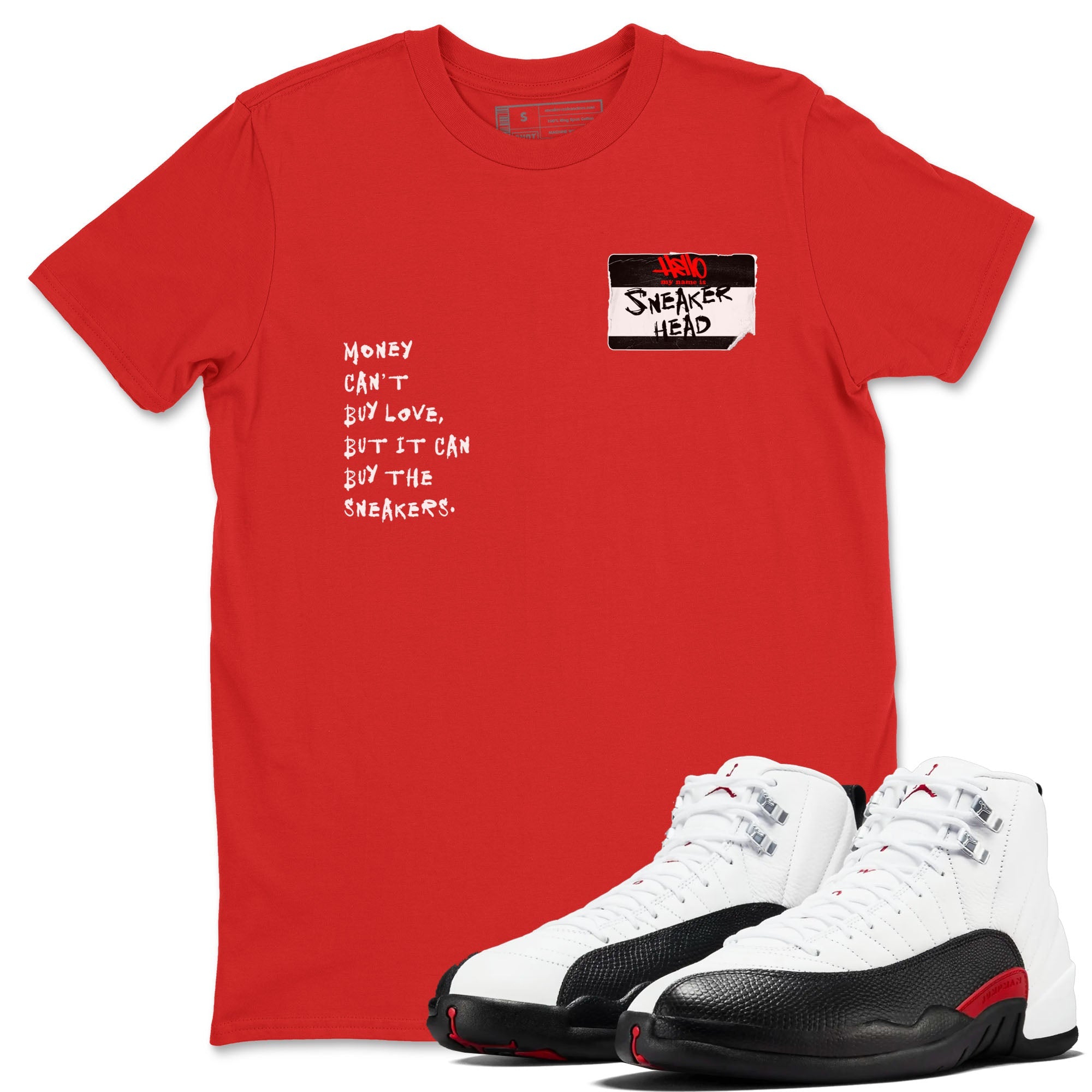 Air Jordan 12 Retro Taxi Flip shirts to match jordans Sneakerhead Badge sneaker match tees 12s Red Taxi Drip Gear Zone unisex cotton Red 1 crew neck shirt