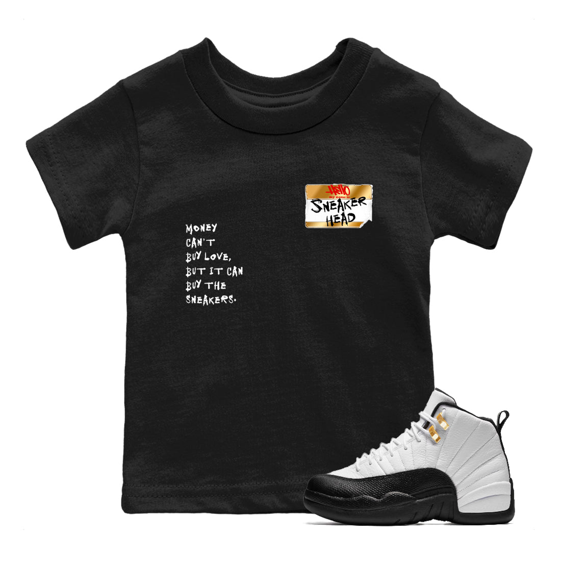 Sneaker Threads  Sneaker Tees To Match Air Jordan 12 Taxi  Sneakerhead Badge Youth Graphic Tee Black 1. Perfect for Jordan releases 2025 colorways.