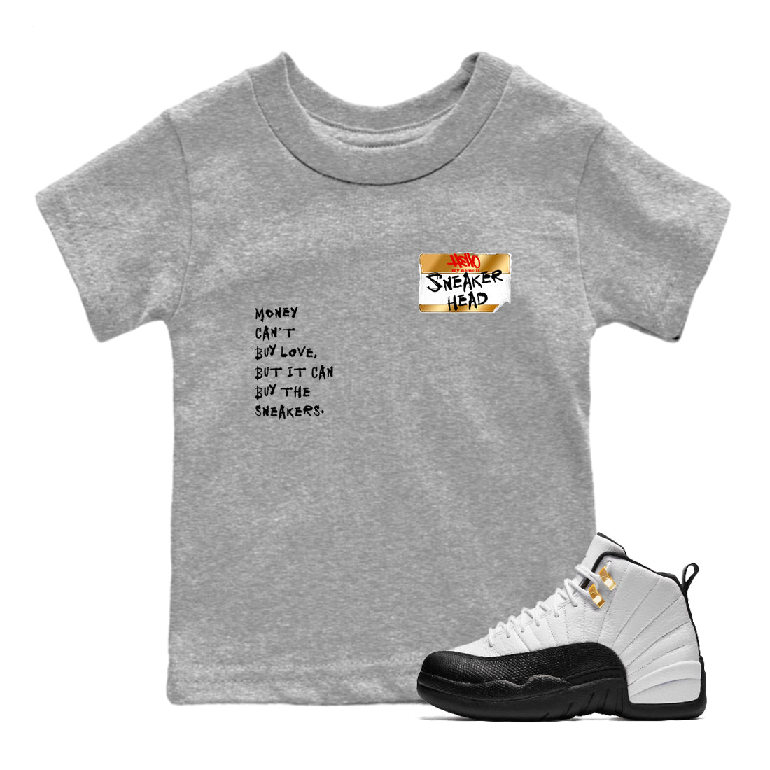 Sneaker Threads  Sneaker Tees To Match Air Jordan 12 Taxi  Sneakerhead Badge Youth Graphic Tee Heather Grey 1. Perfect for Jordan releases 2025 colorways.