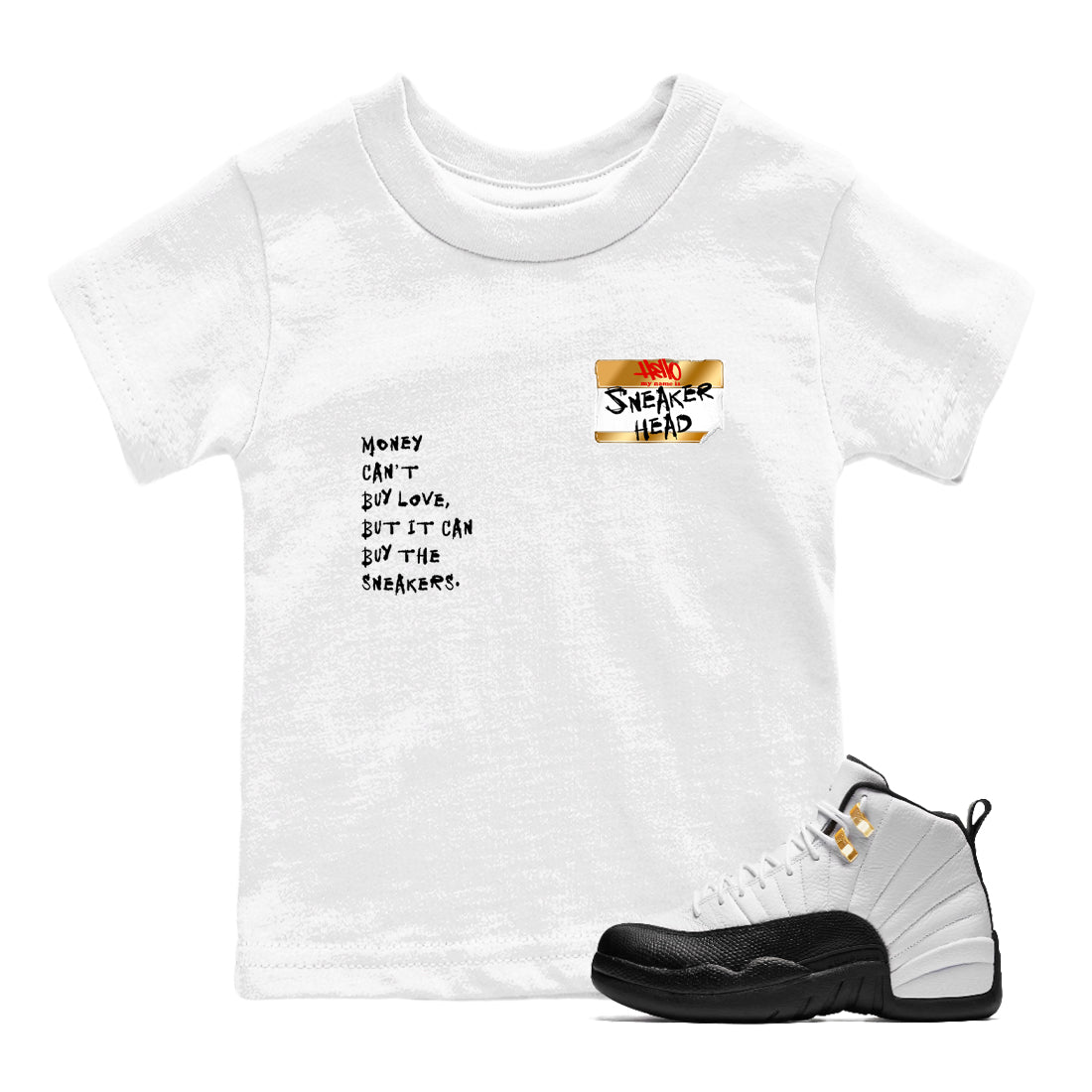 Sneaker Threads  Sneaker Tees To Match Air Jordan 12 Taxi  Sneakerhead Badge Youth Graphic Tee White 1. Perfect for Jordan releases 2025 colorways.