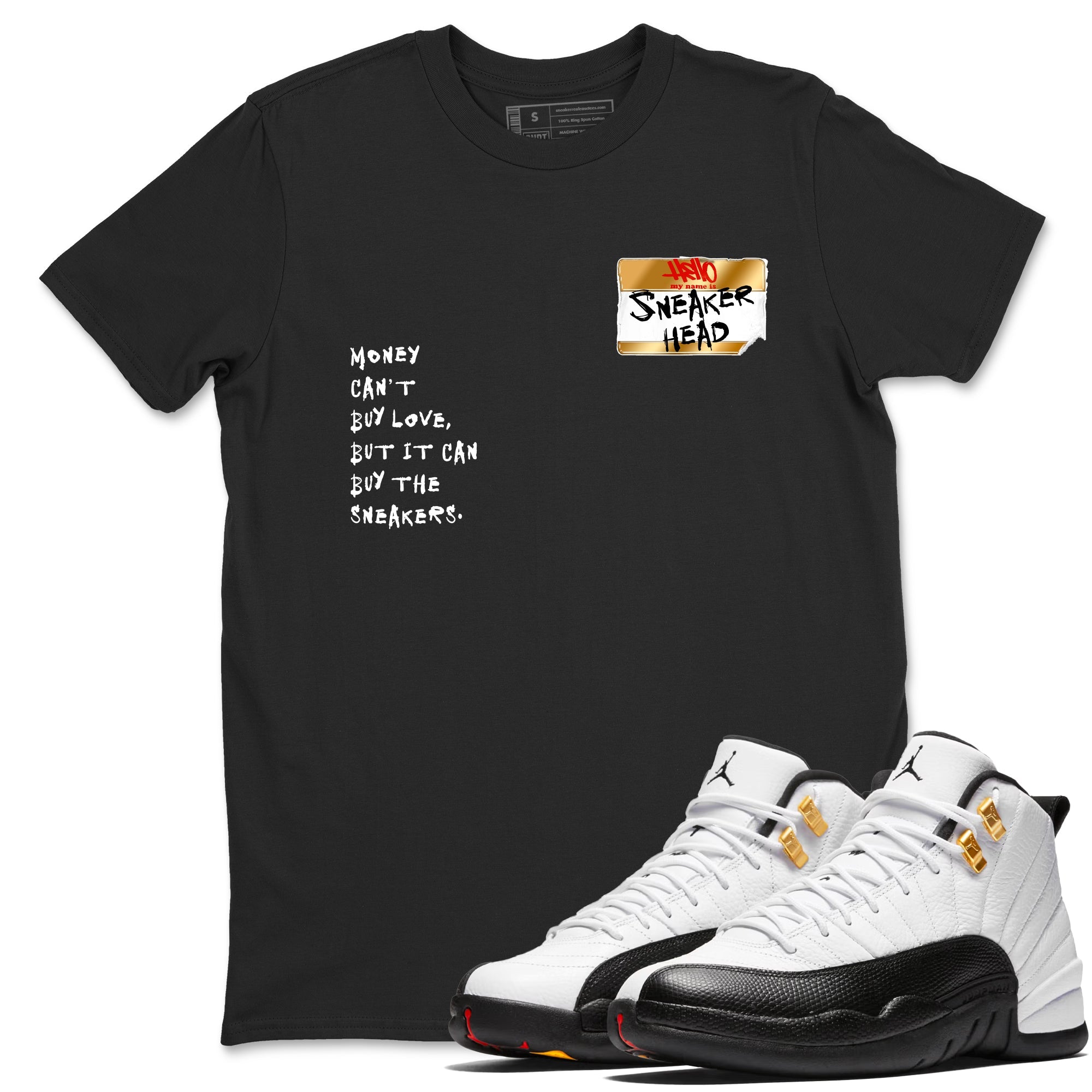 Sneaker Threads  Sneaker Tees To Match Air Jordan 12 Taxi  Sneakerhead Badge Graphic Tee Black 1. Perfect for Jordan releases 2025 colorways.