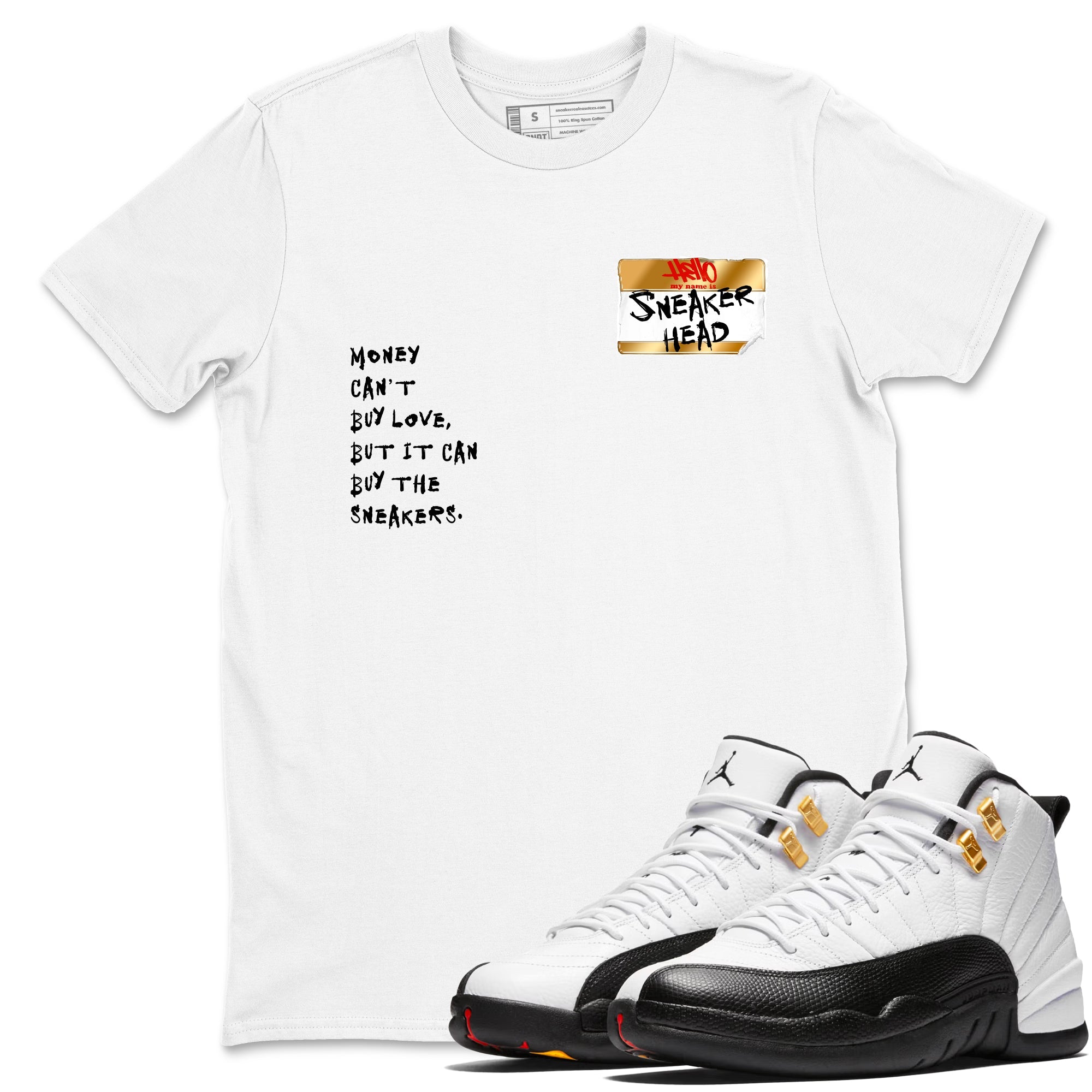 Sneaker Threads  Sneaker Tees To Match Air Jordan 12 Taxi  Sneakerhead Badge Graphic Tee White 1. Perfect for Jordan releases 2025 colorways.