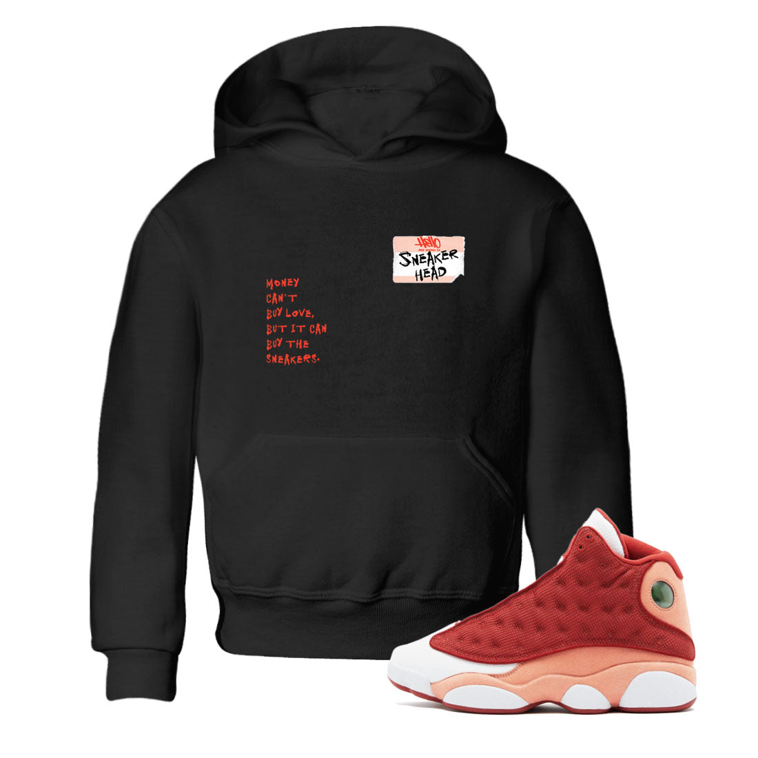 AJ13 Dune Red shirts to match jordans Sneakerhead Badge sneaker match tees Air Jordan 13 Dune Red Drip Gear Zone streetwear brand Baby and Youth Black 1 cotton tee
