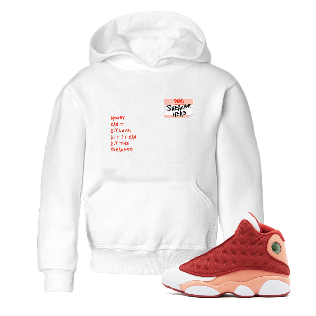 AJ13 Dune Red shirts to match jordans Sneakerhead Badge sneaker match tees Air Jordan 13 Dune Red Drip Gear Zone streetwear brand Baby and Youth White 1 cotton tee