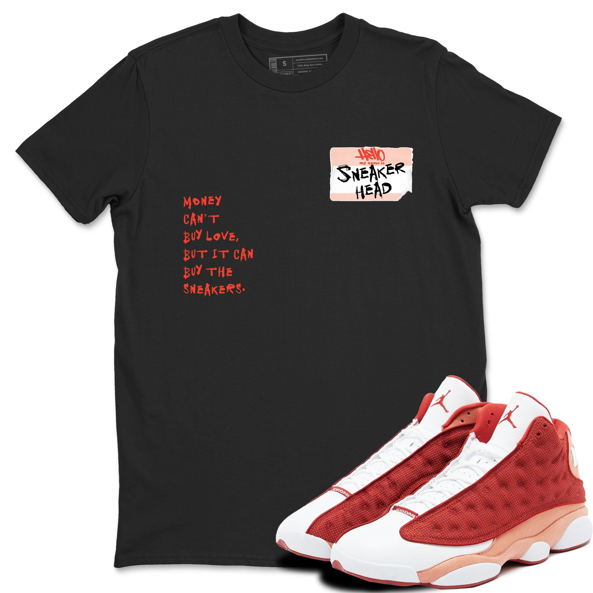 AJ13 Dune Red shirts to match jordans Sneakerhead Badge sneaker match tees Air Jordan 13 Dune Red Drip Gear Zone streetwear brand Black 1 unisex cotton tee