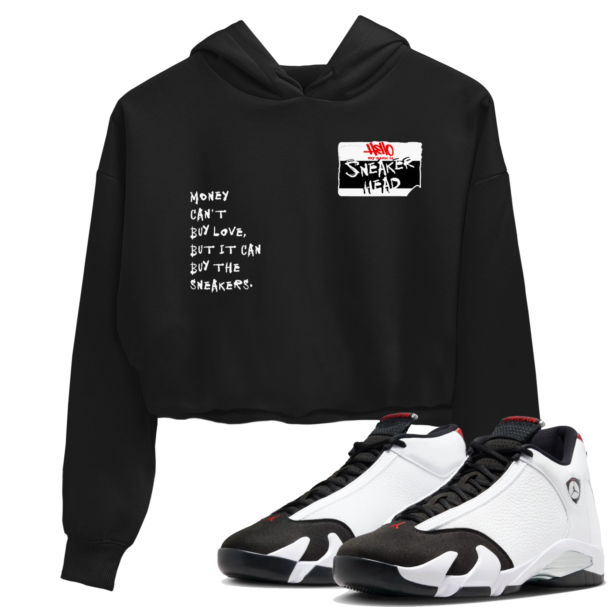 Air Jordan 14 Black Toe t shirts to match sneakers Sneakerhead Badge sneaker match tees 14s Black Toe sneaker match tee Drip Gear Zone unisex cotton Black 1 crop tee