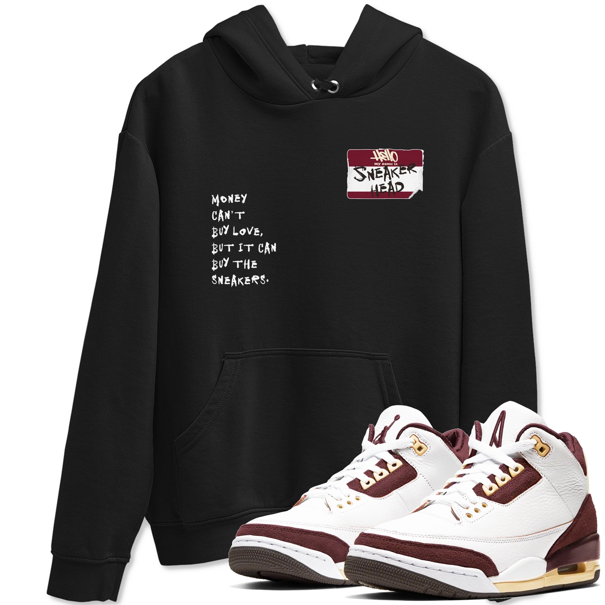 A Ma Maniére x Air Jordan 3 "Burgundy Crush" to match jordans Sneakerhead Badge sneaker match tees Air Jordan 3 A Ma Maniere x Burgundy Crush Drip Gear Zone streetwear brand Black 1 unisex cotton tee