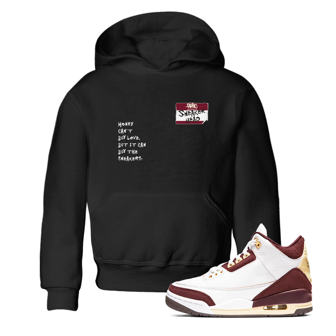 A Ma Maniére x Air Jordan 3 "Burgundy Crush" to match jordans Sneakerhead Badge sneaker match tees Air Jordan 3 A Ma Maniere x Burgundy Crush Drip Gear Zone streetwear brand Baby and Youth Black 1 cotton tee