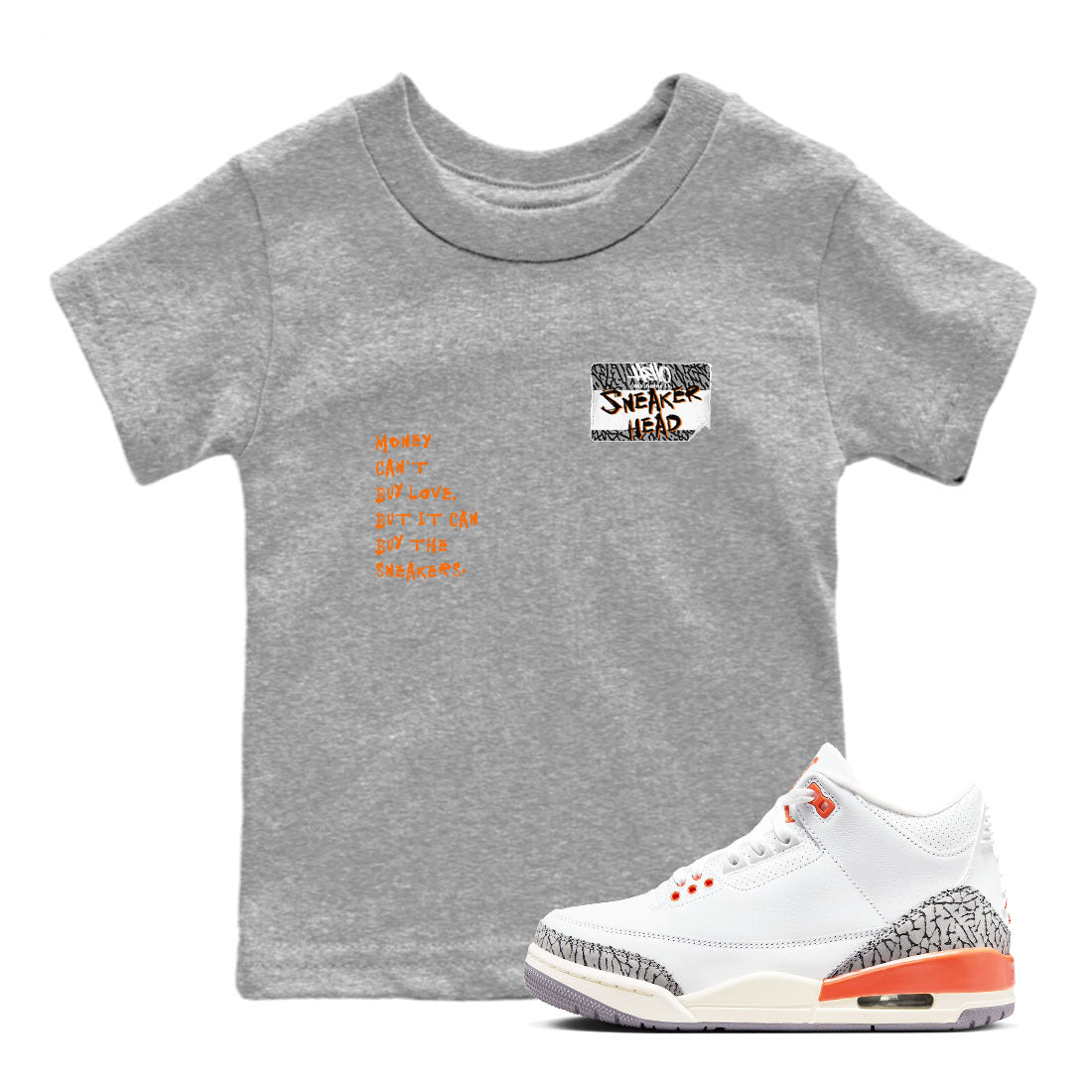 3s Georgia Peach shirt to match jordans Sneakerhead Badge sneaker tees Air Jordan 3 Georgia Peach Drip Gear Zone baby toddler Heather Grey 1 cotton Shirt