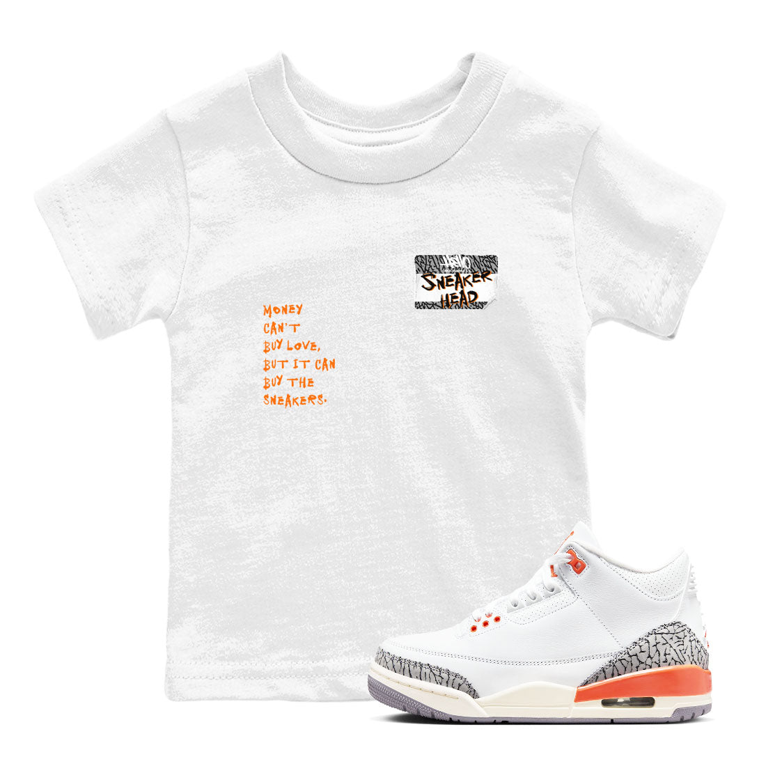 3s Georgia Peach shirt to match jordans Sneakerhead Badge sneaker tees Air Jordan 3 Georgia Peach Drip Gear Zone baby toddler White 1 cotton Shirt
