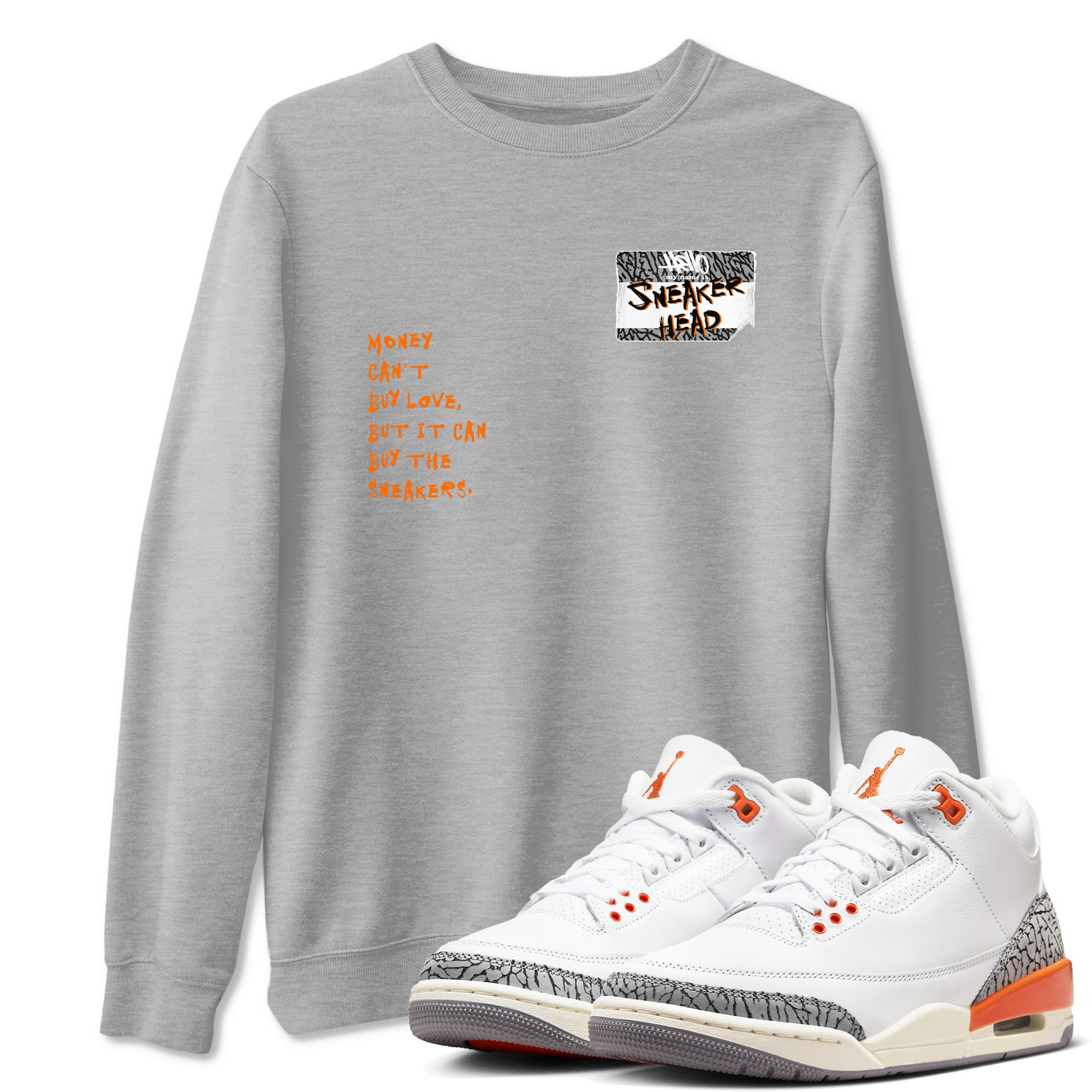 3s Georgia Peach shirt to match jordans Sneakerhead Badge sneaker tees Air Jordan 3 Georgia Peach Drip Gear Zone unisex cotton Heather Grey 1 crew neck shirt