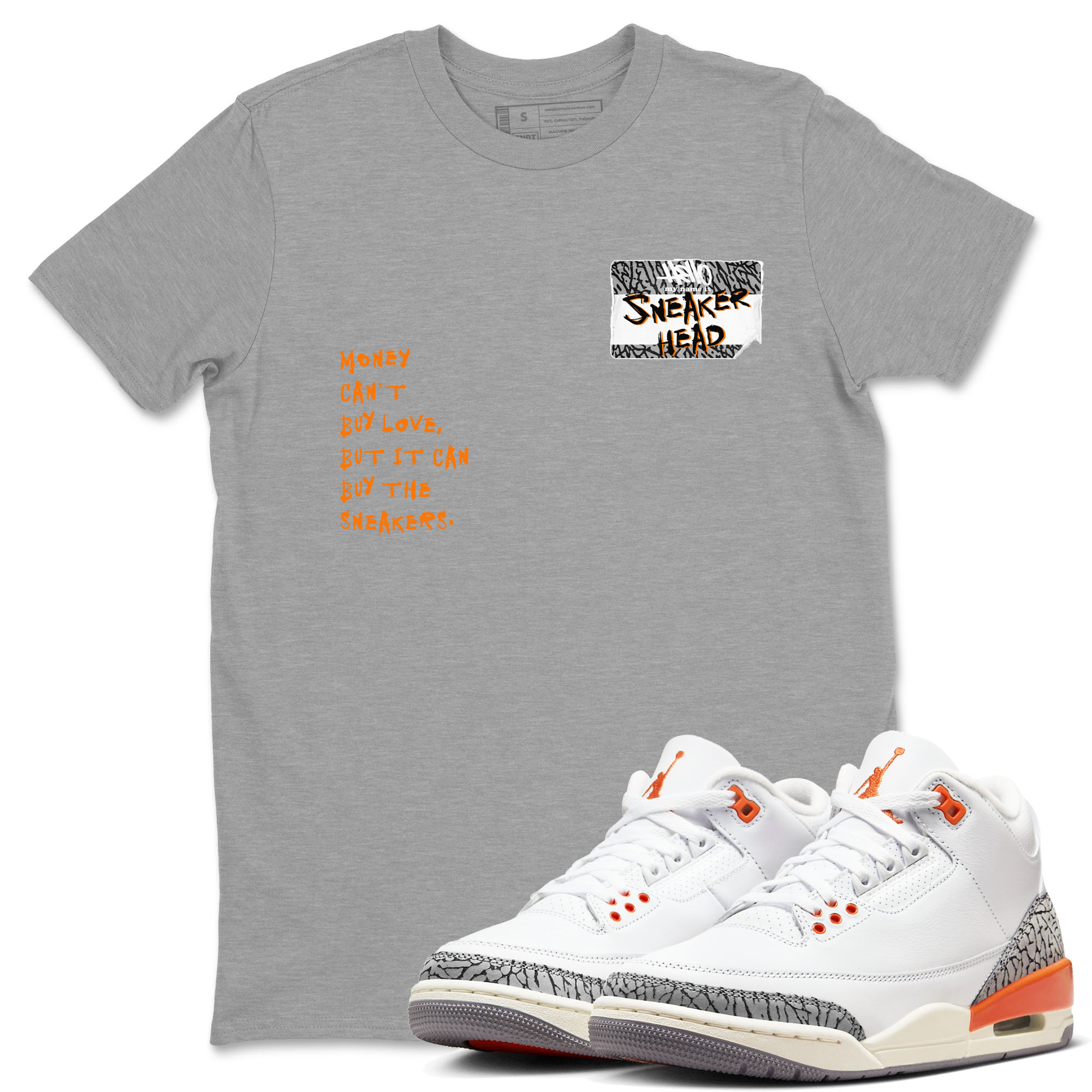 3s Georgia Peach shirt to match jordans Sneakerhead Badge sneaker tees Air Jordan 3 Georgia Peach Drip Gear Zone unisex cotton Heather Grey 1 crew neck shirt