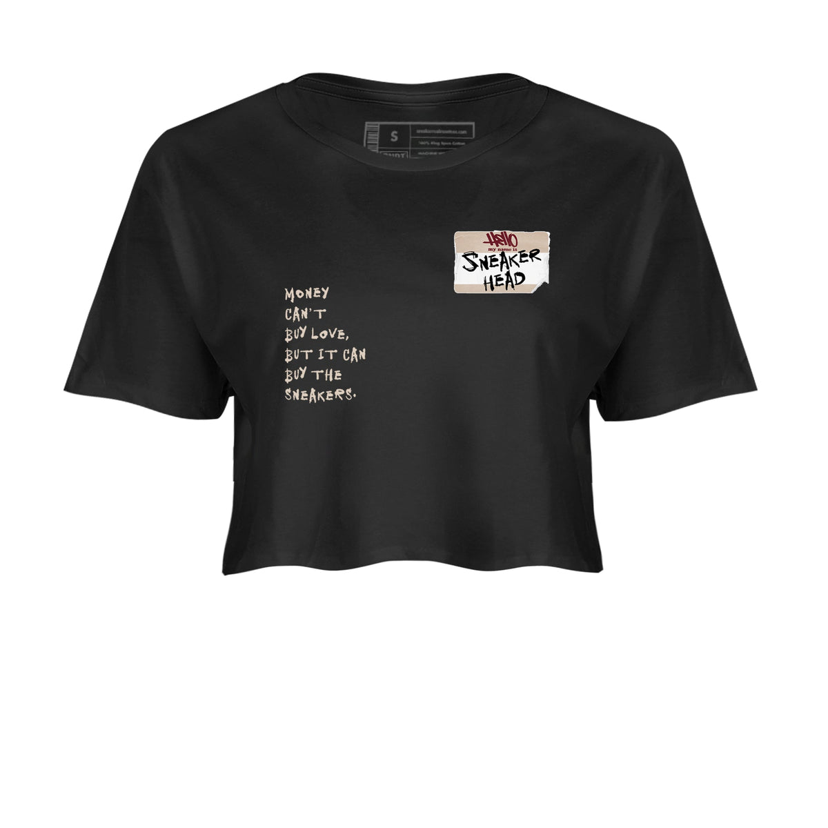 4s A Ma Maniere x Fossil Stone shirts to match jordans Sneakerhead Badge sneaker match tees Air Jordan 4 A Ma Maniere x Fossil Stone match shoes to clothes Drip Gear Zone unisex cotton Black 2 crop tee