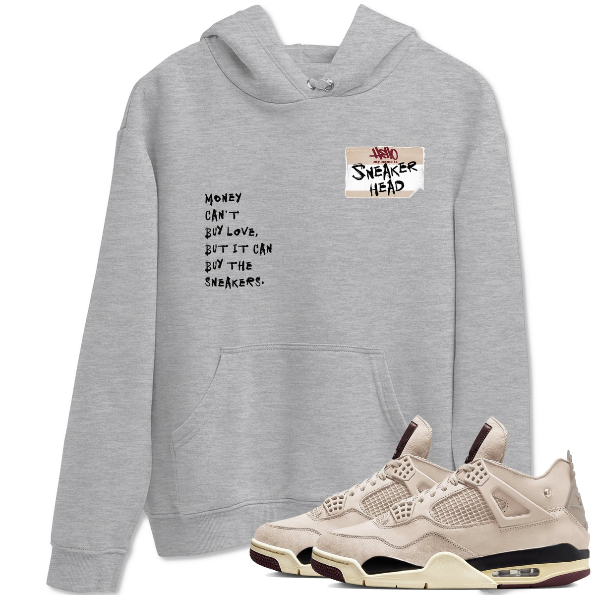 4s A Ma Maniere x Fossil Stone shirts to match jordans Sneakerhead Badge sneaker match tees Air Jordan 4 A Ma Maniere x Fossil Stone match shoes to clothes Drip Gear Zone unisex cotton Heather Grey 1 shirts