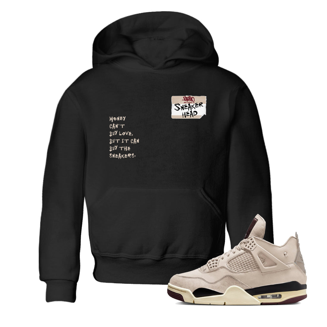4s A Ma Maniere x Fossil Stone shirts to match jordans Sneakerhead Badge sneaker match tees Air Jordan 4 A Ma Maniere x Fossil Stone match shoes to clothes Drip Gear Zone Youth Baby Black 1 tee