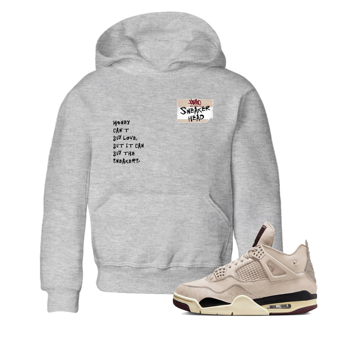 4s A Ma Maniere x Fossil Stone shirts to match jordans Sneakerhead Badge sneaker match tees Air Jordan 4 A Ma Maniere x Fossil Stone match shoes to clothes Drip Gear Zone Youth Baby Heather Grey 1 tee