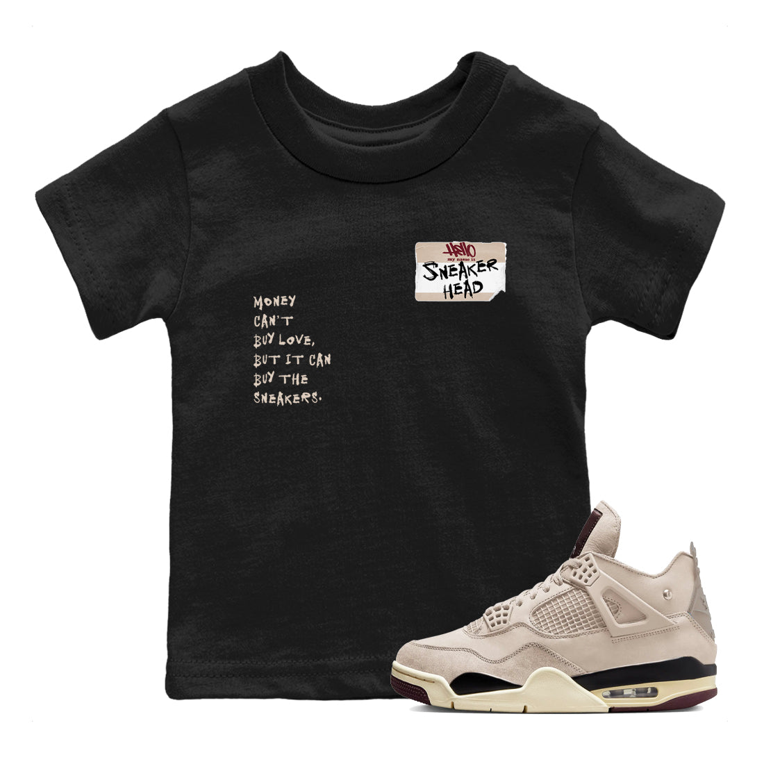 4s A Ma Maniere x Fossil Stone shirts to match jordans Sneakerhead Badge sneaker match tees Air Jordan 4 A Ma Maniere x Fossil Stone match shoes to clothes Drip Gear Zone Youth Baby Black 1 tee